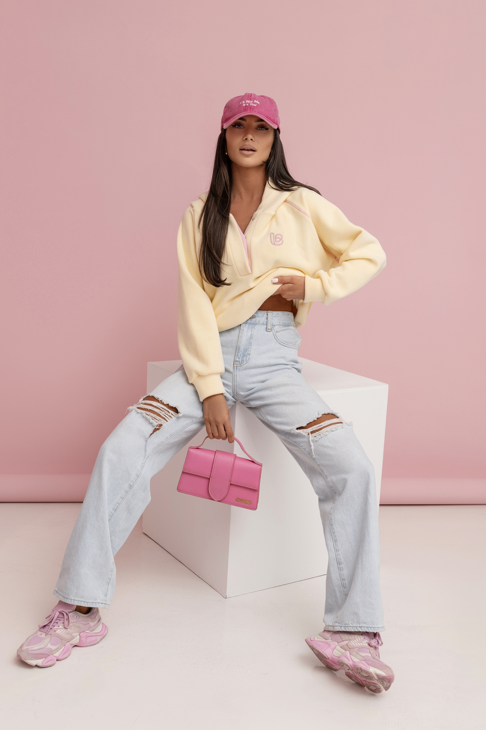 Fleece- Sweatshirt mit Kapuze | Gelb