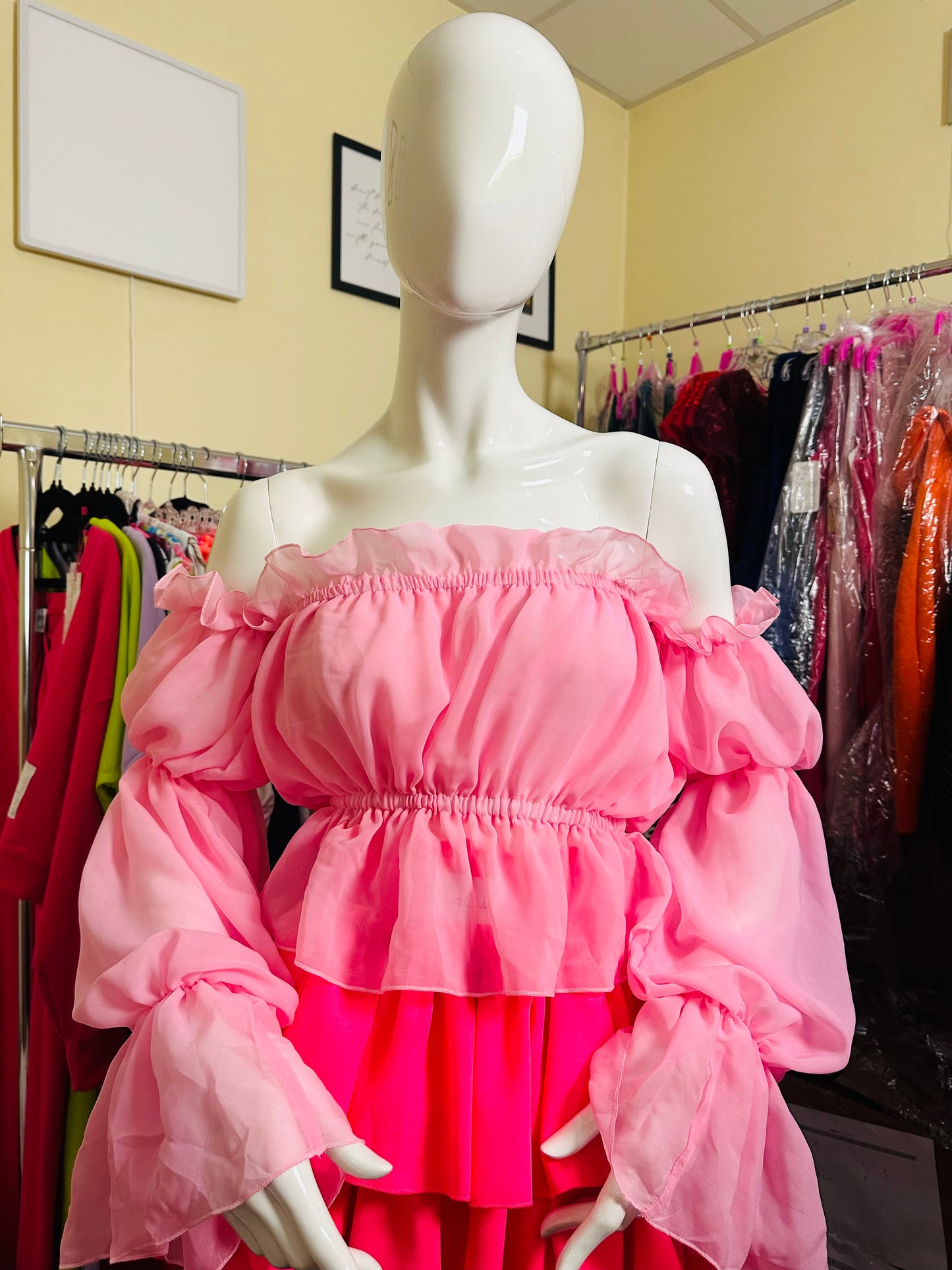 Off- Schoulder Damenbluse Rosa