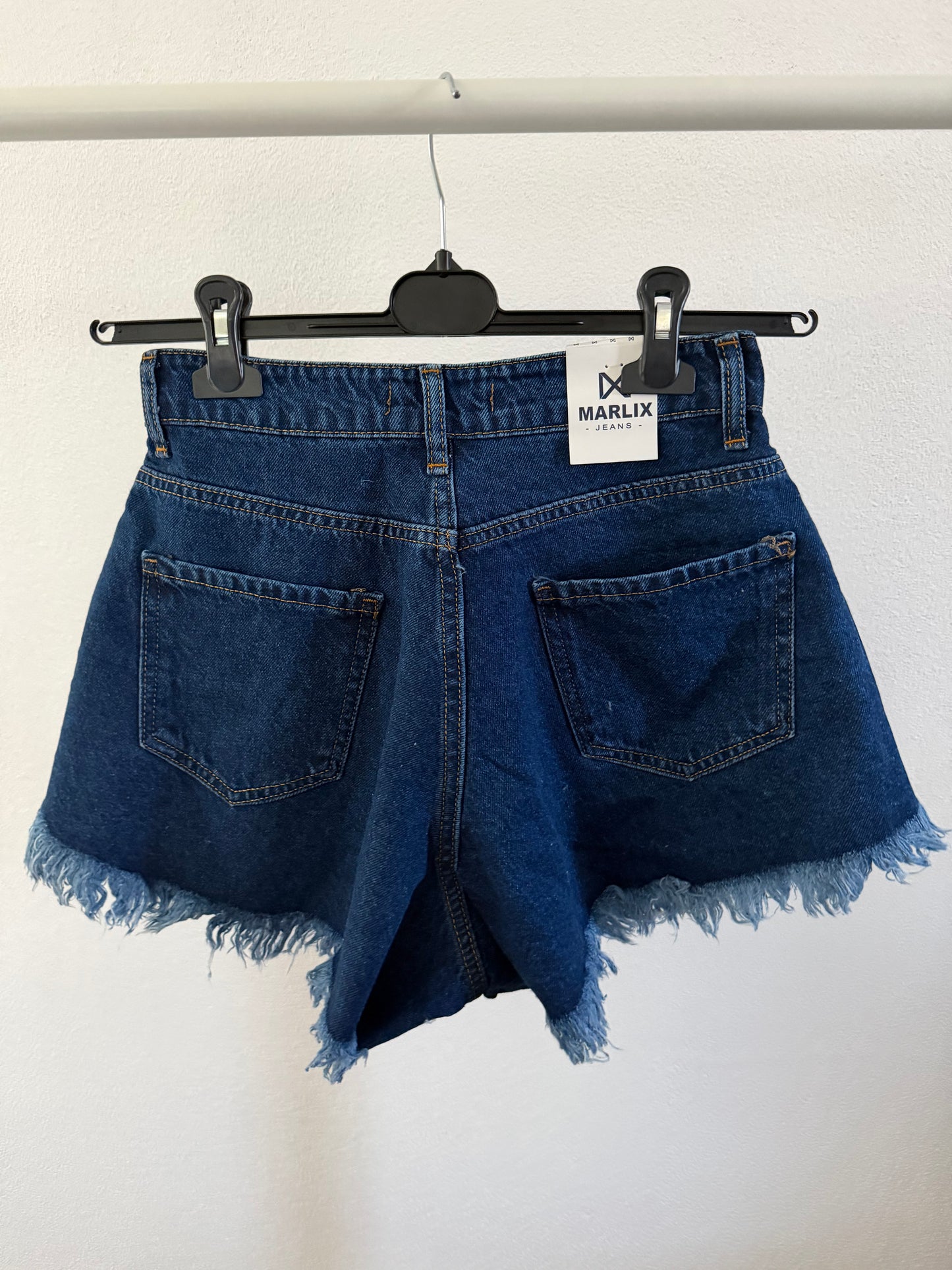 Lockerer Jeans Shorts mit Strasssteine | Dunkelblau