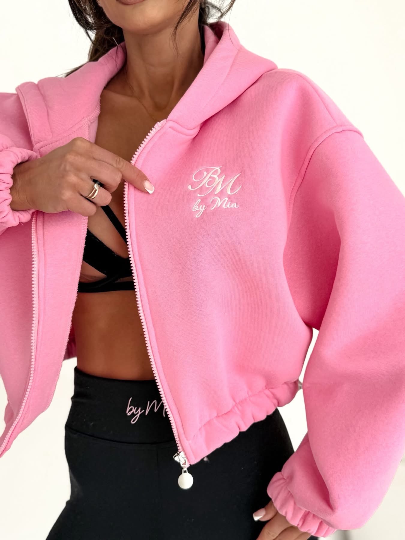 Sweatshirt Damen mit Reißverschluss und Kapuze | Pink