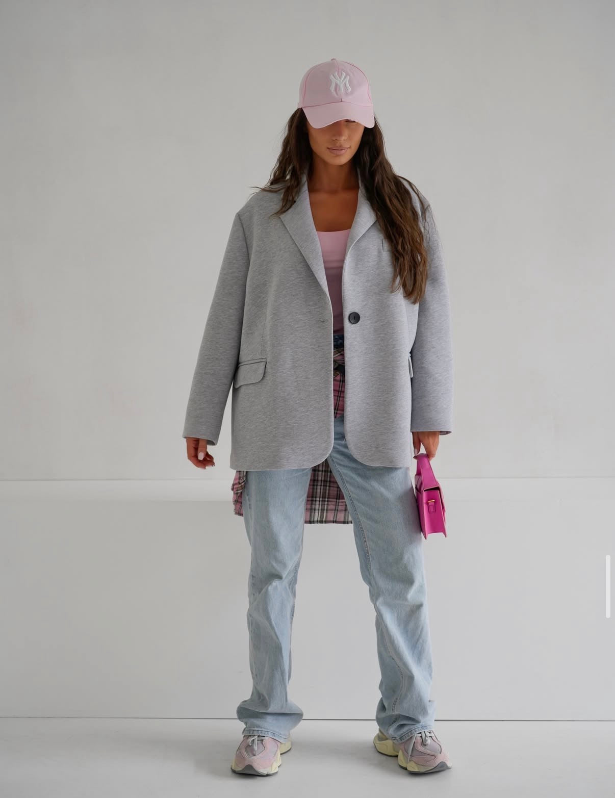 Oversize Baumwollblazer Grau