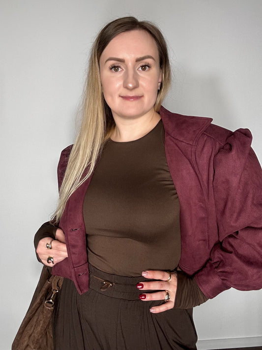 Bomberjacke Wildleder Bordeaux