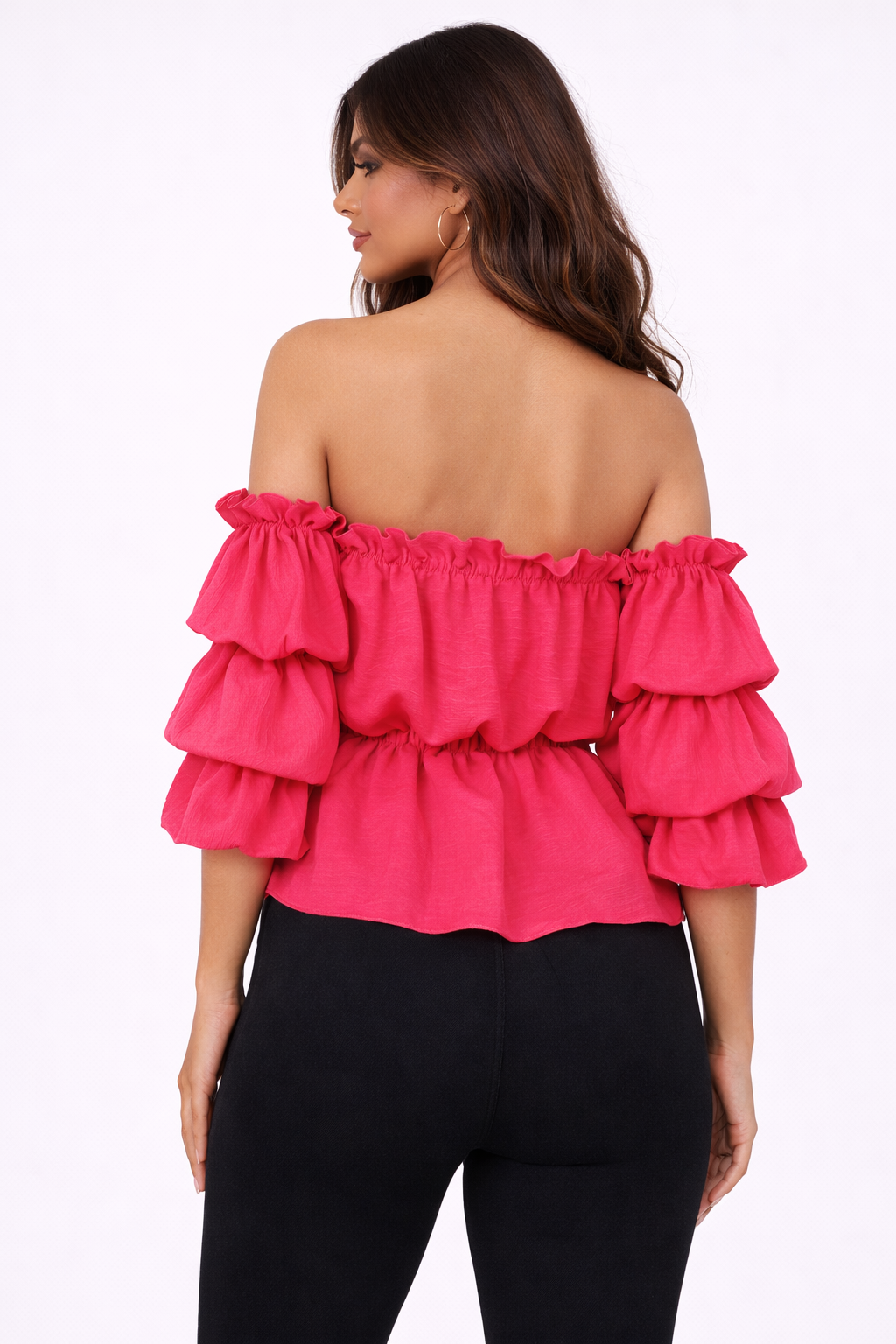 Off- Schoulder Damenbluse Neon- Pink Lalu