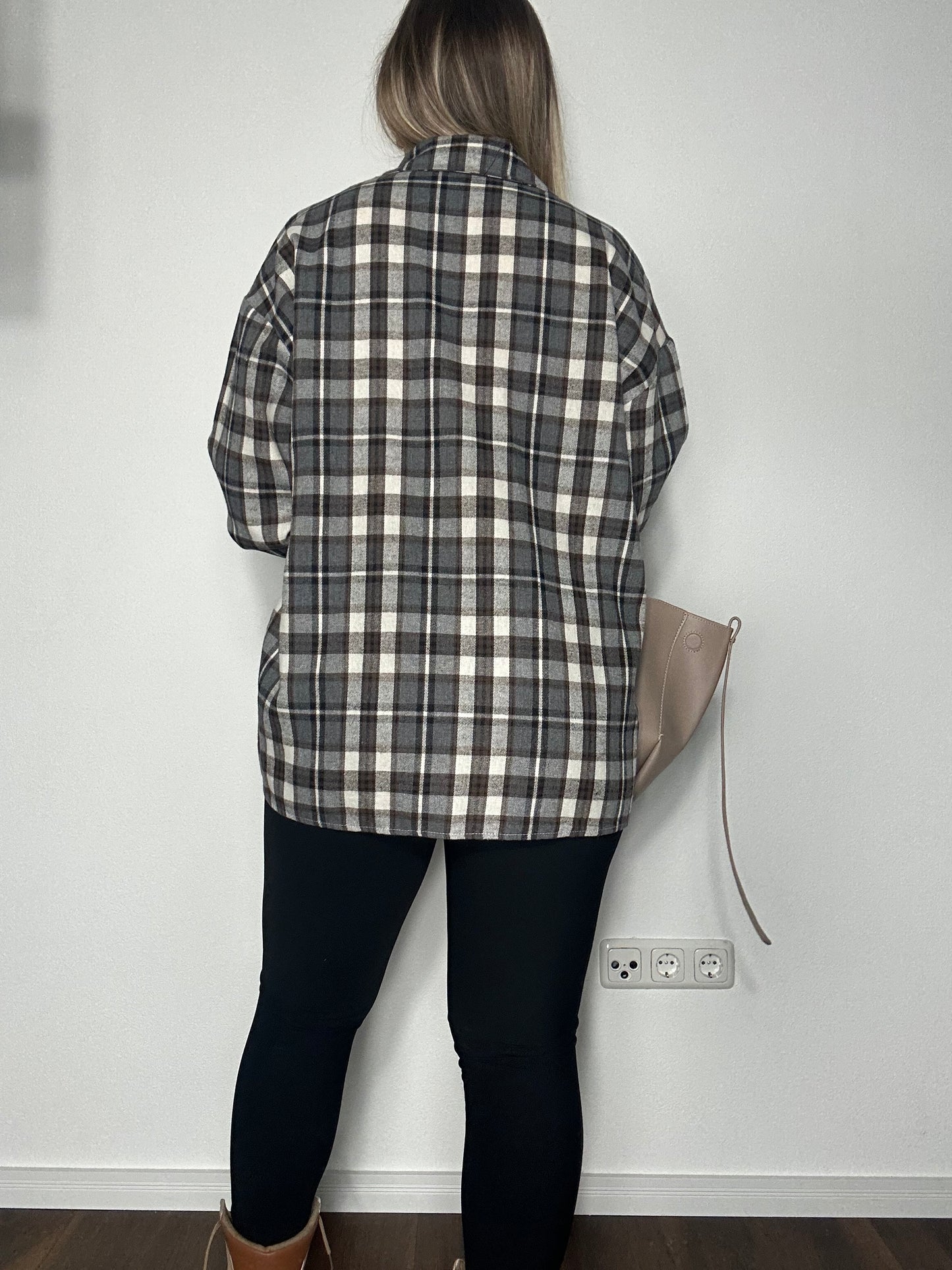 Damenbluse Karo Grau- schwarz