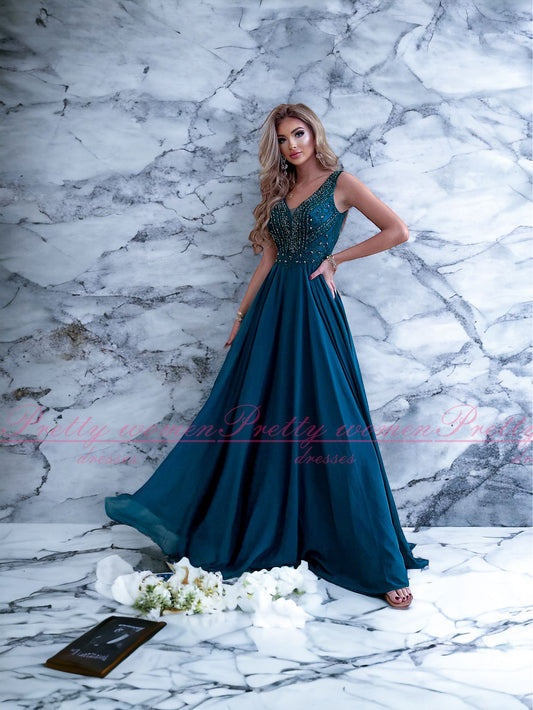 Abendkleid lang Smaragdgrün
