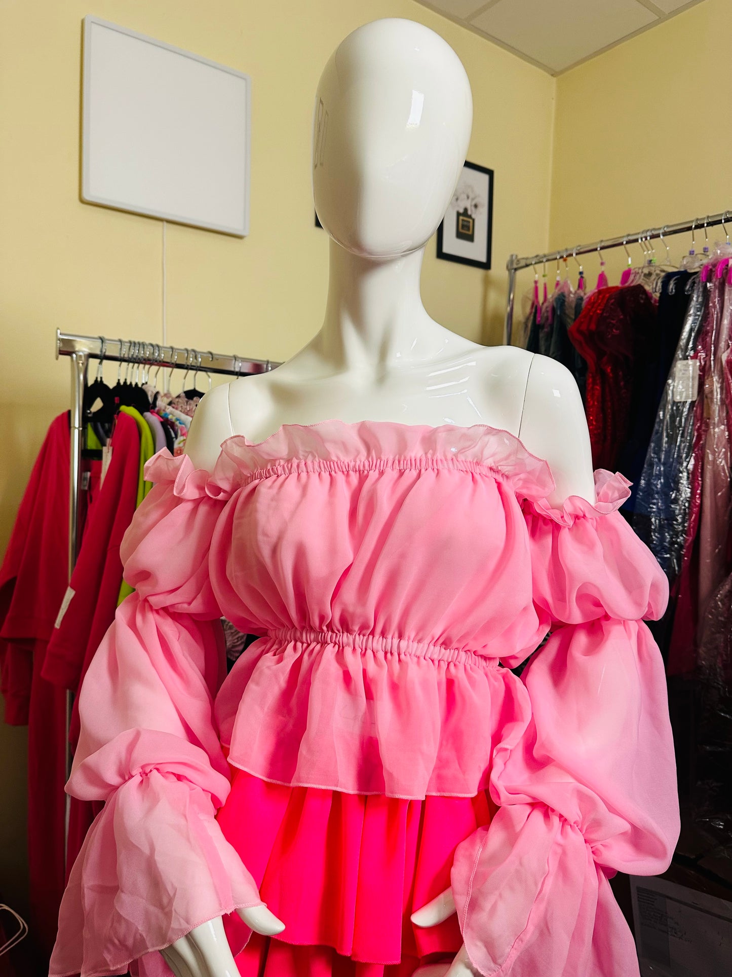 Off- Schoulder Damenbluse Rosa