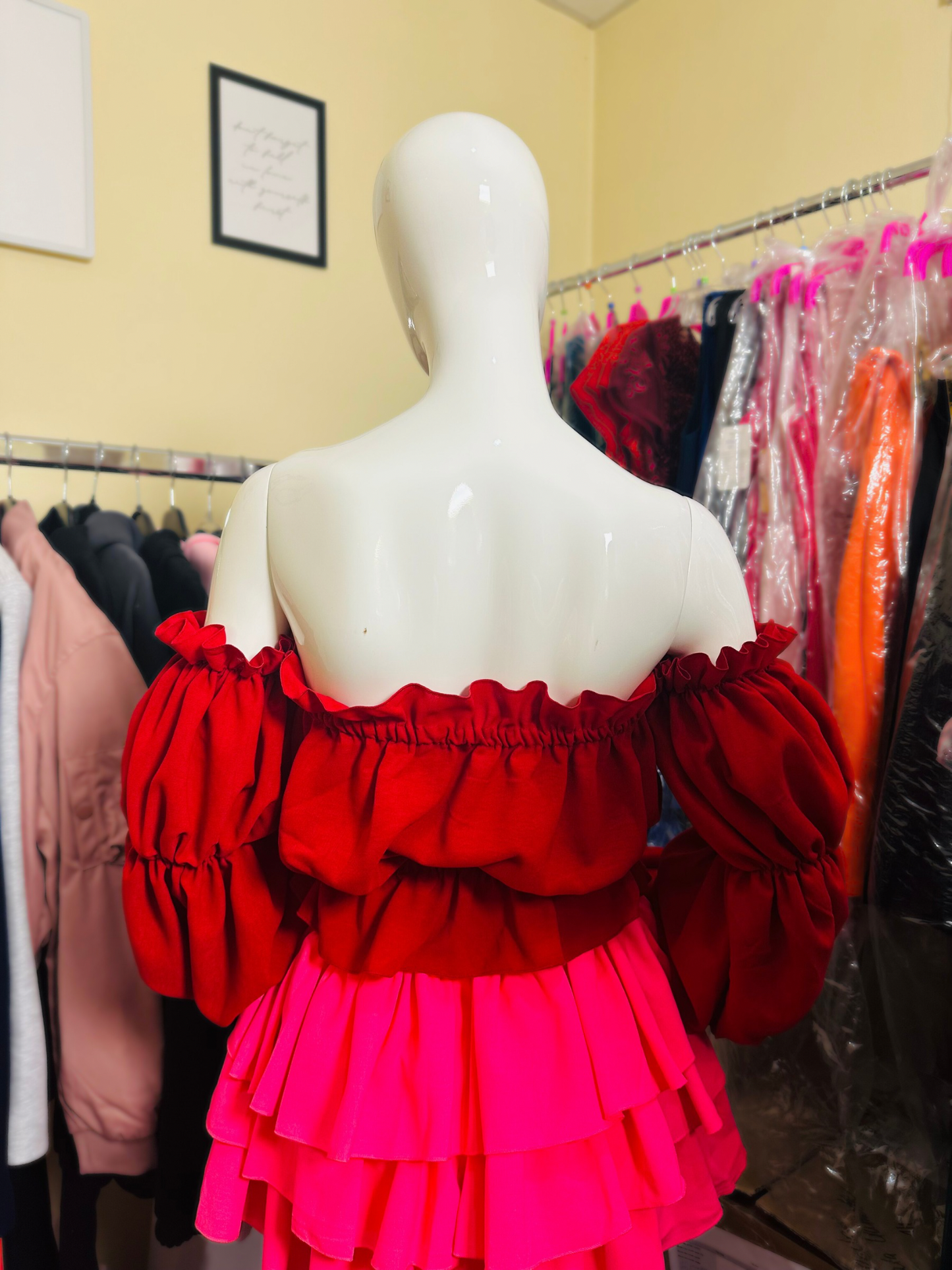 Off- Schoulder Damenbluse Rot