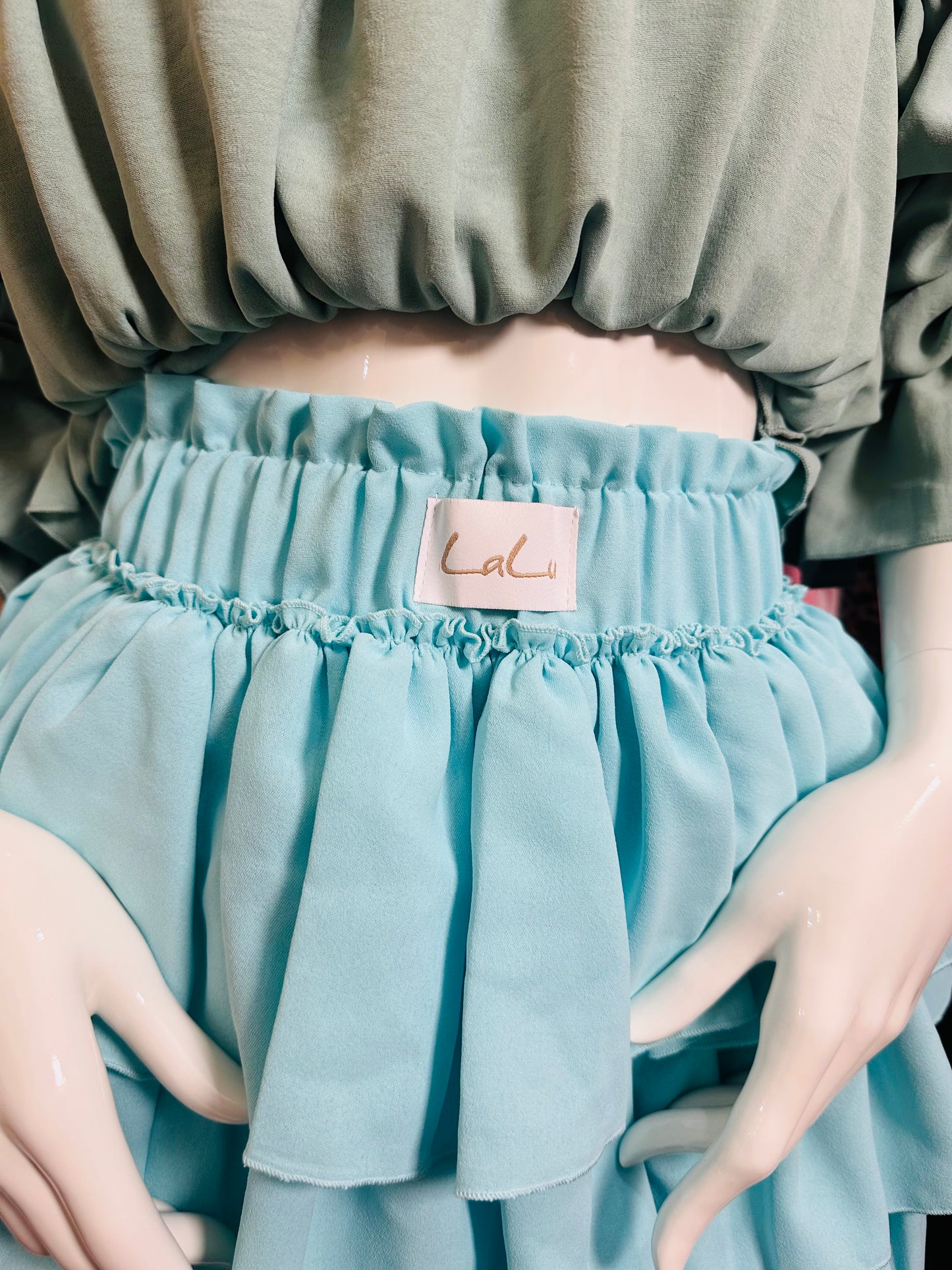 Mini Rock- Shorts Hellblau Chiffon