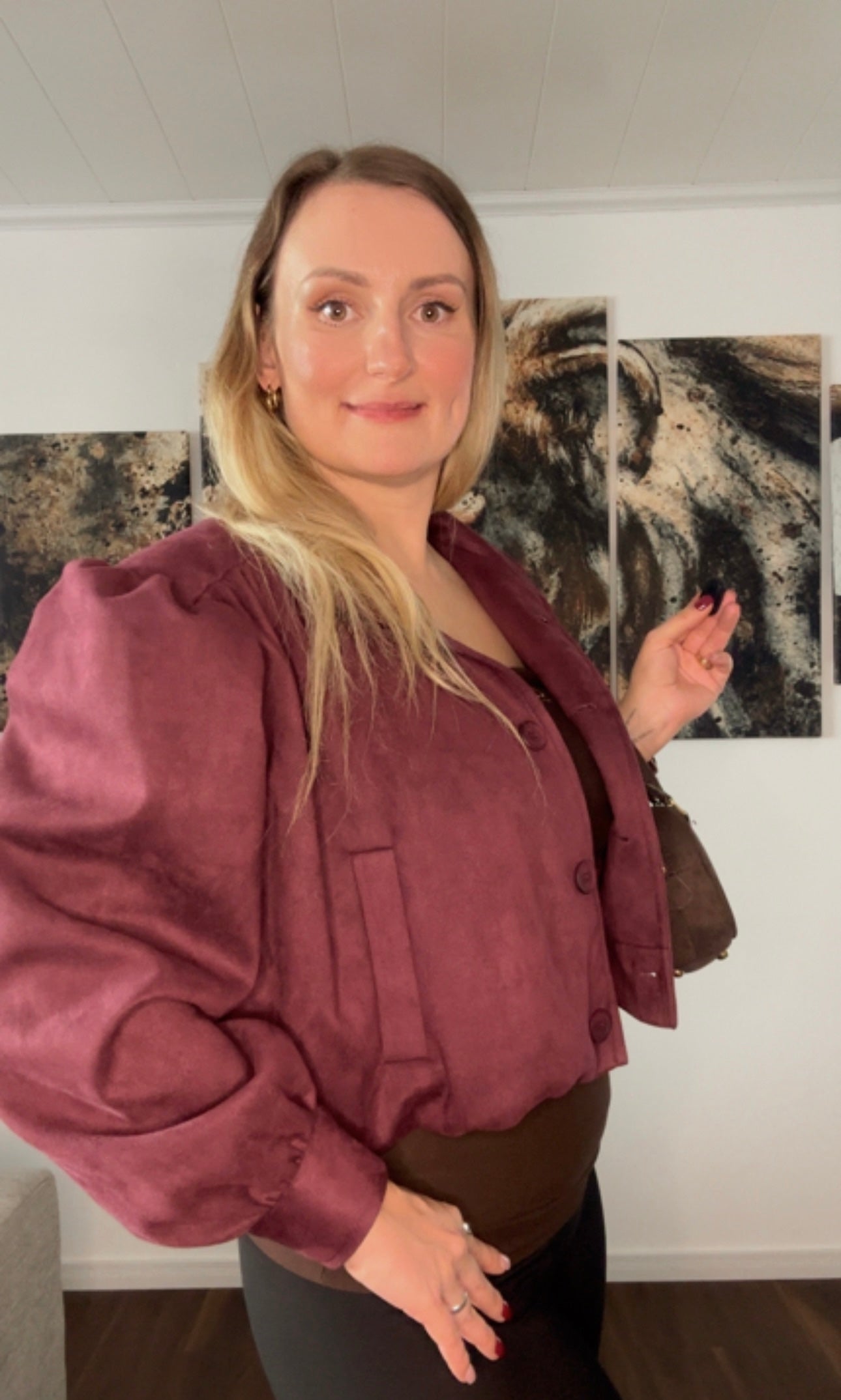 Bomberjacke Wildleder Bordeaux