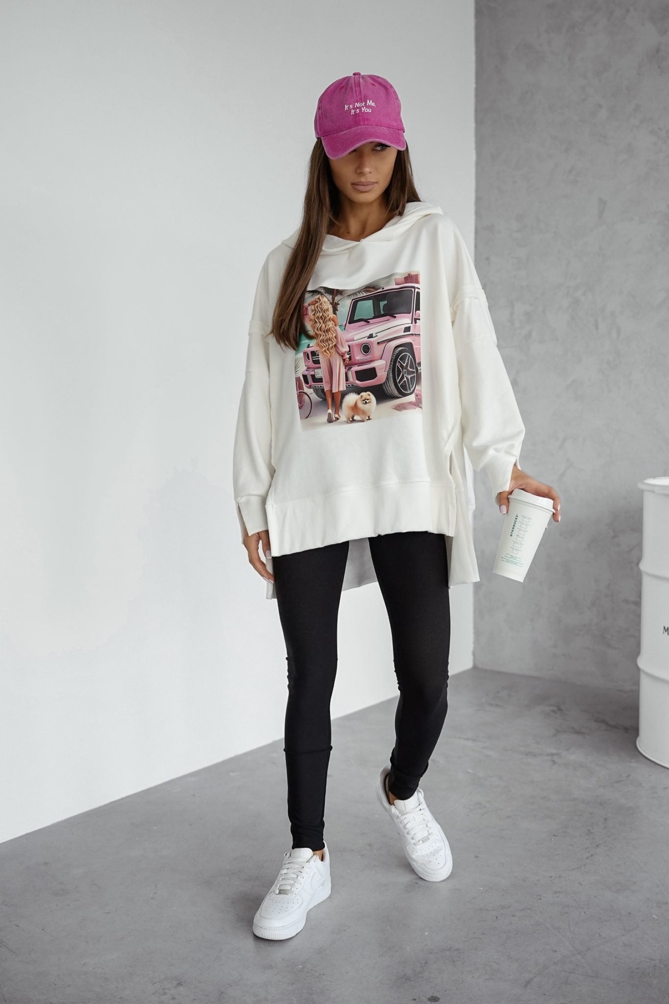 VIBE PINK CAR weißes Sweatshirt