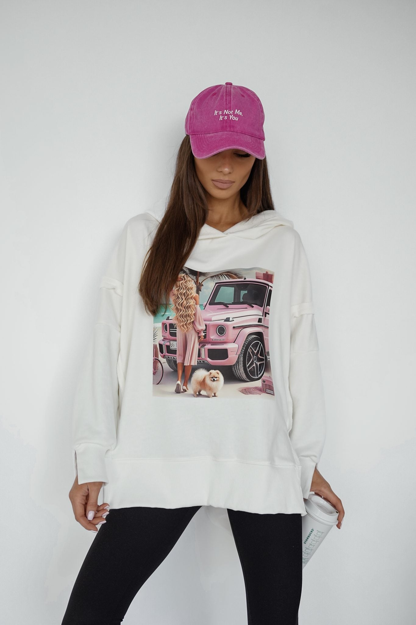 VIBE PINK CAR weißes Sweatshirt