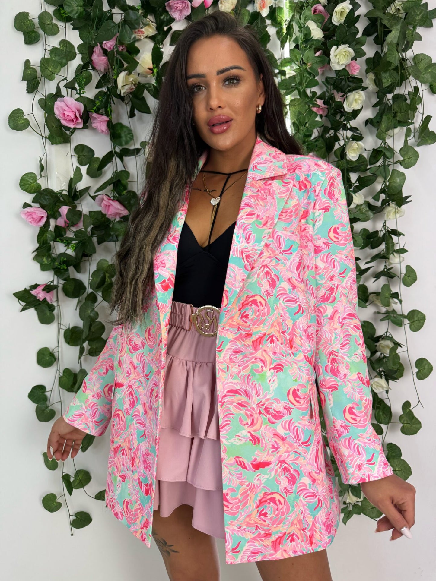 Blazer- Kleid Blumen mix