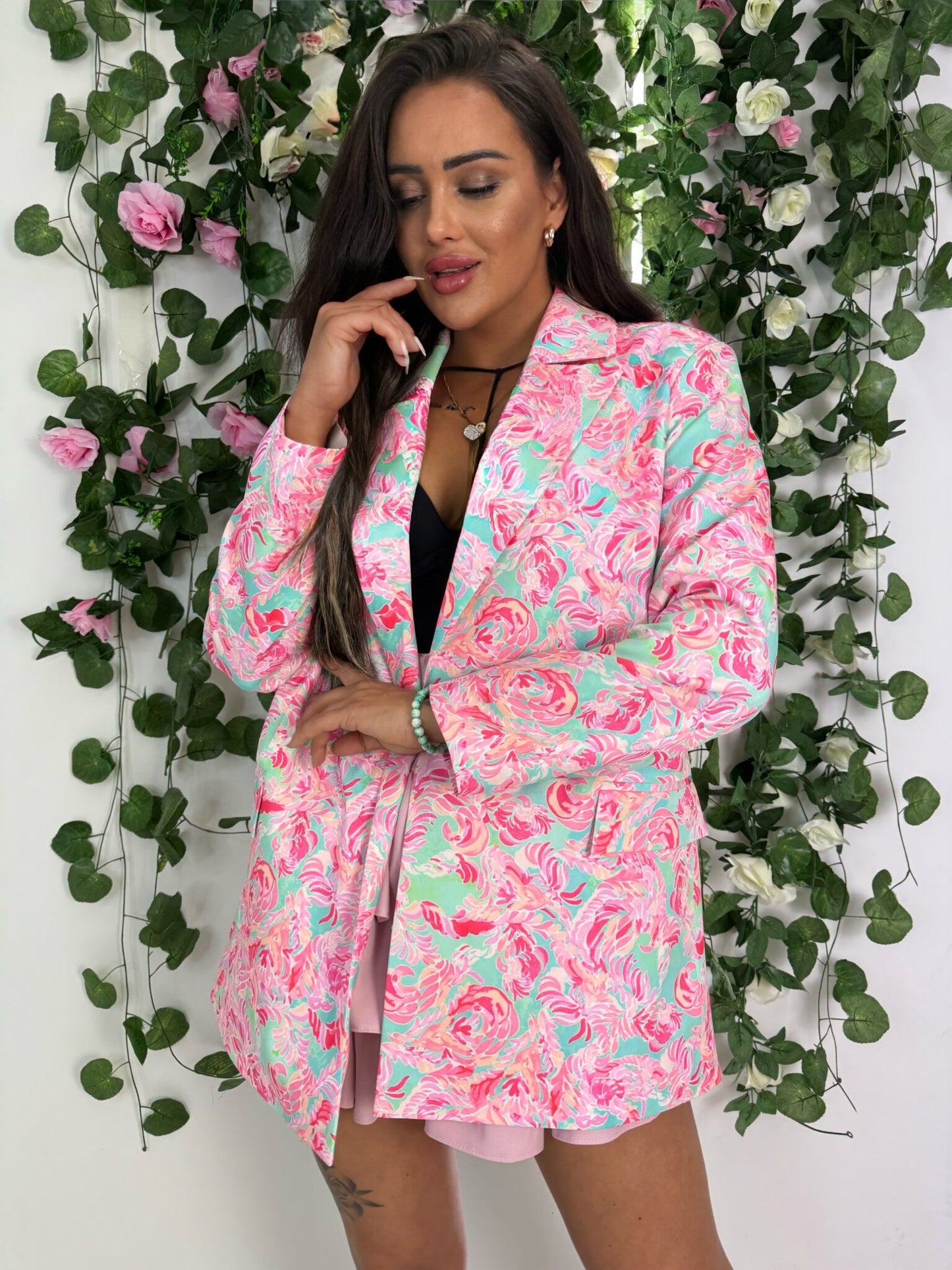 Blazer- Kleid Blumen mix
