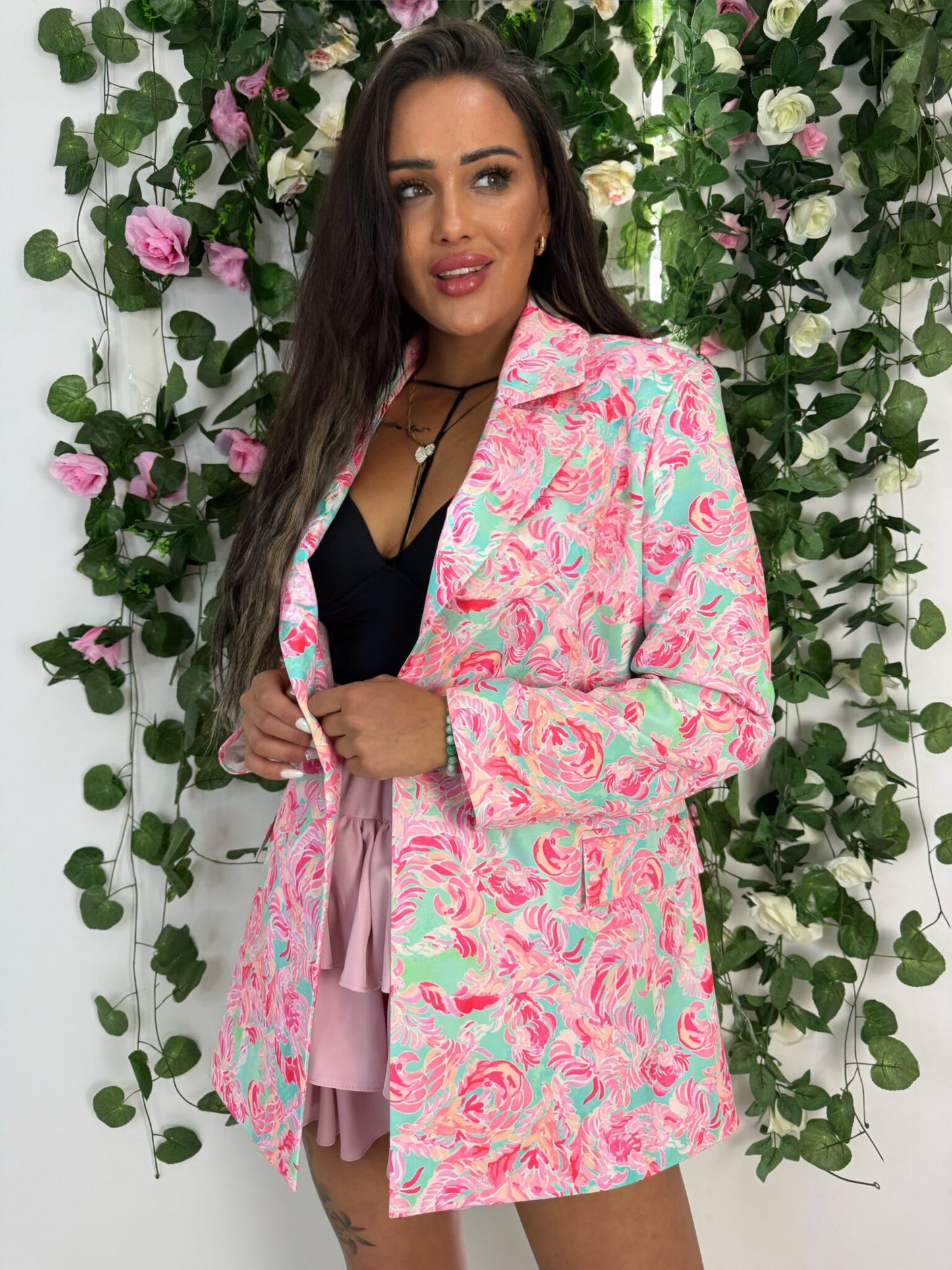 Blazer- Kleid Blumen mix