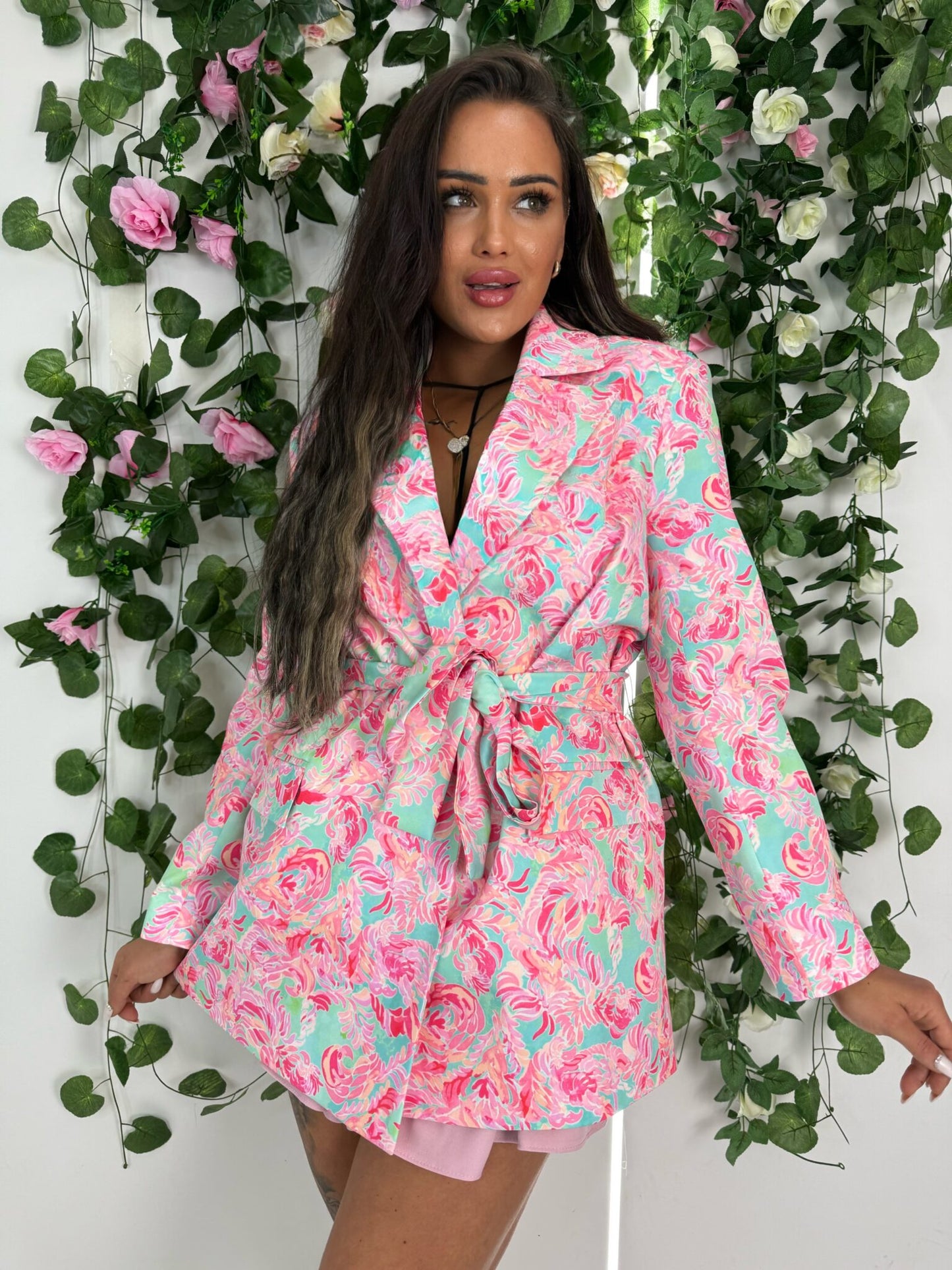 Blazer- Kleid Blumen mix