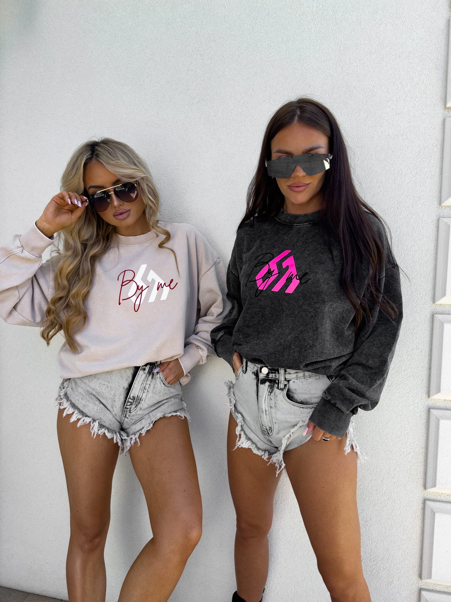 Sweatshirt MONETTE in vorgewaschenen Still Schwarz