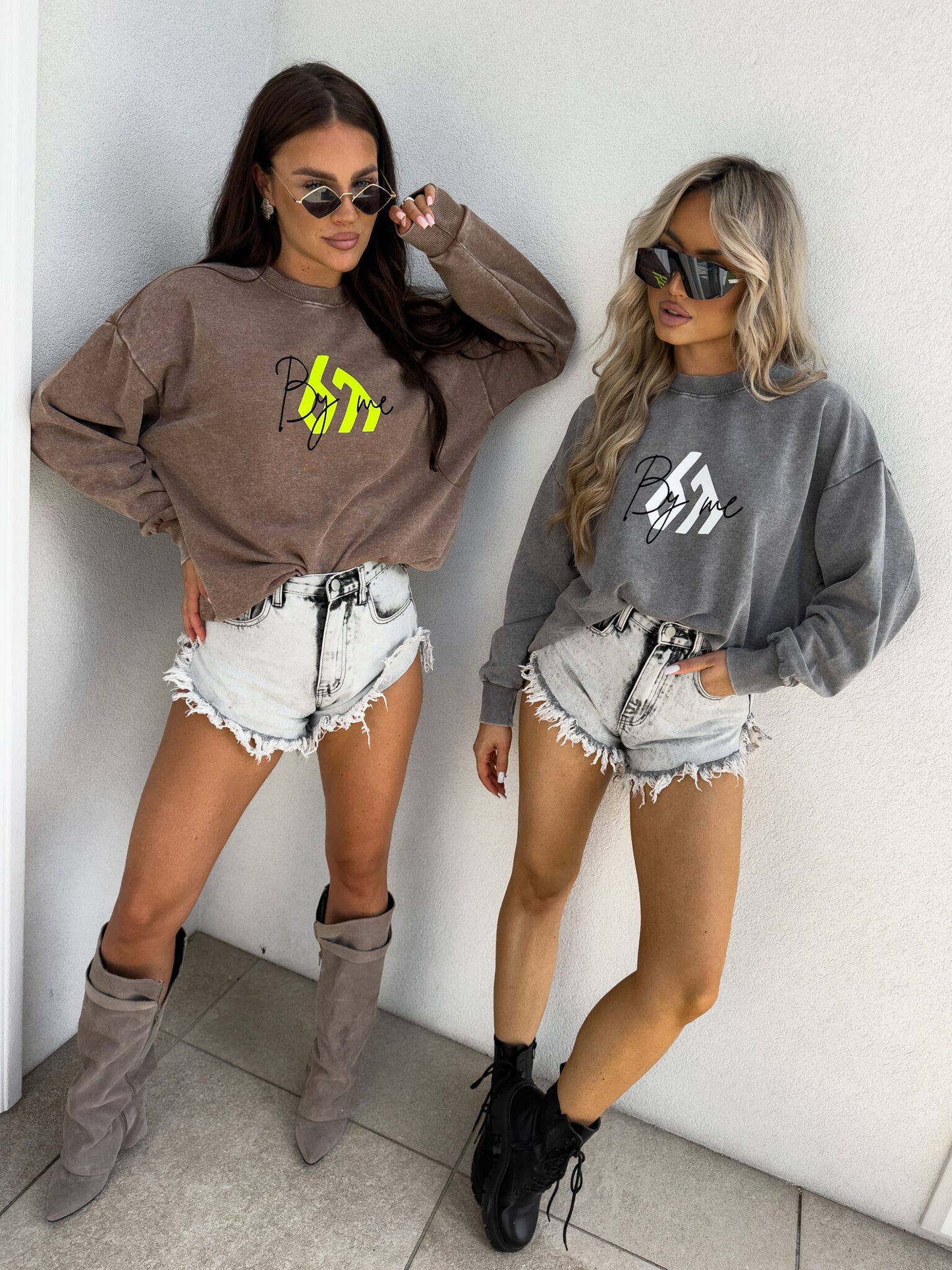 Sweatshirt MONETTE in vorgewaschenen Still dunkelbeige
