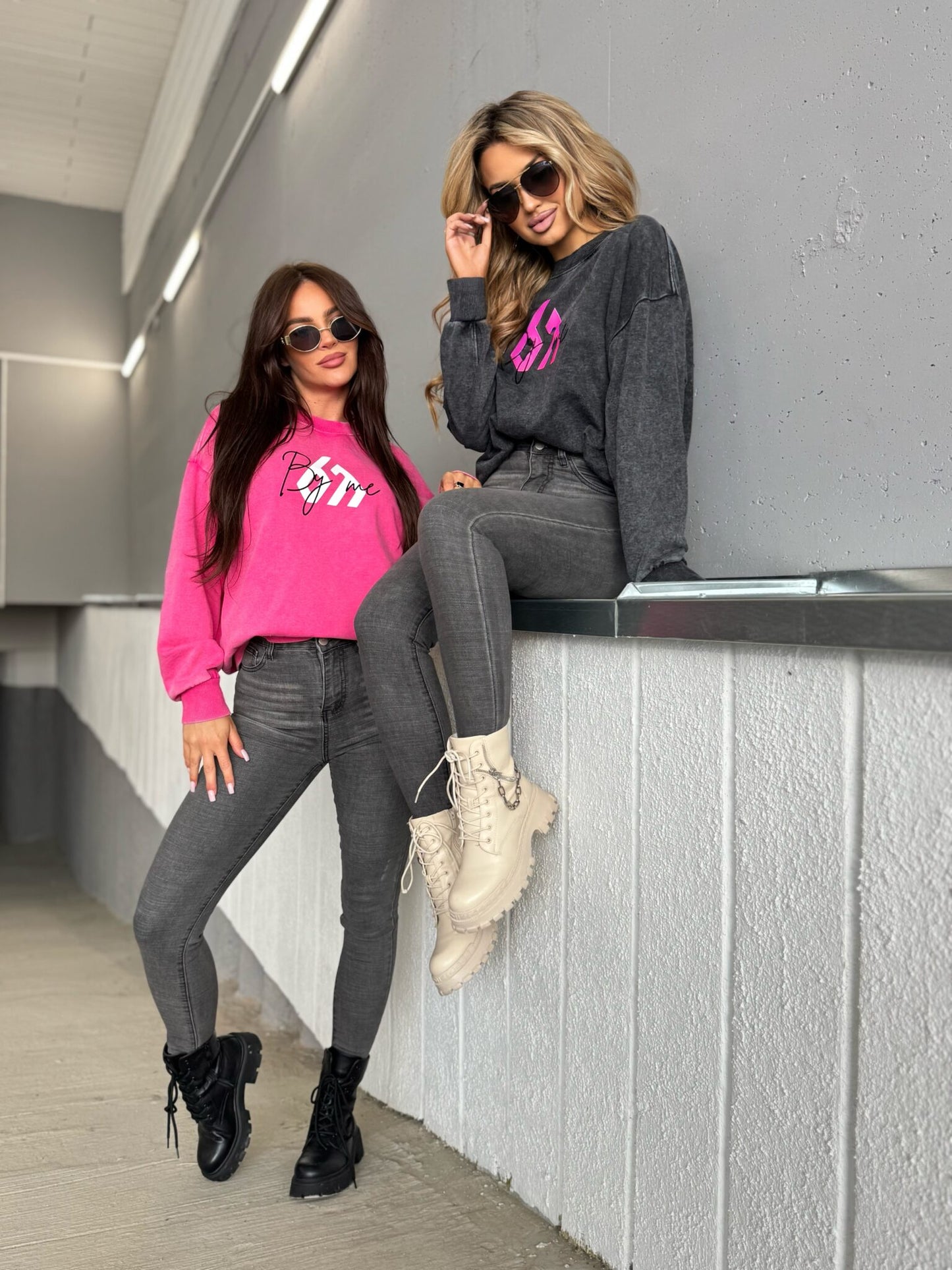 Sweatshirt MONETTE in vorgewaschenen Still pink