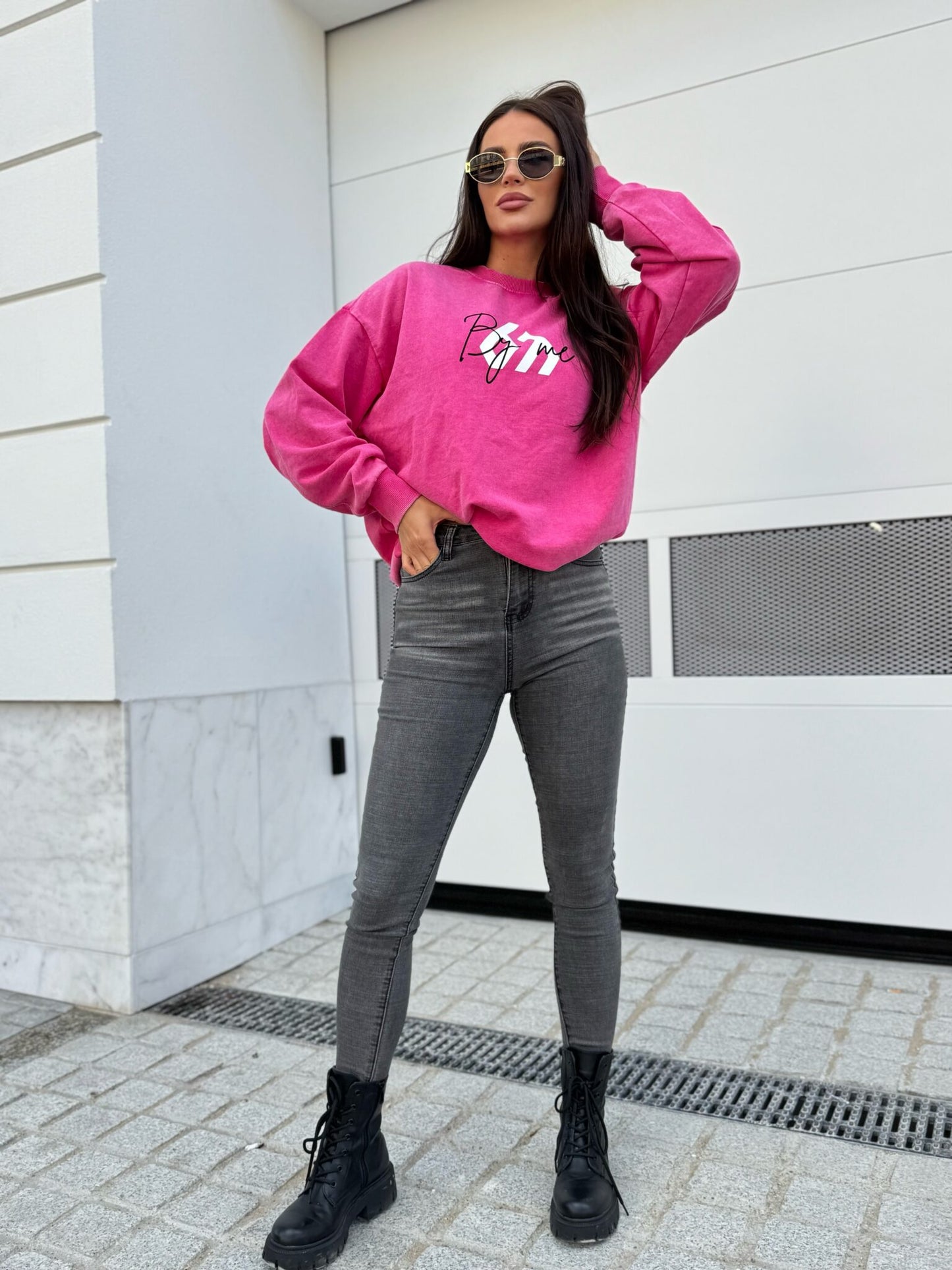 Sweatshirt MONETTE in vorgewaschenen Still pink
