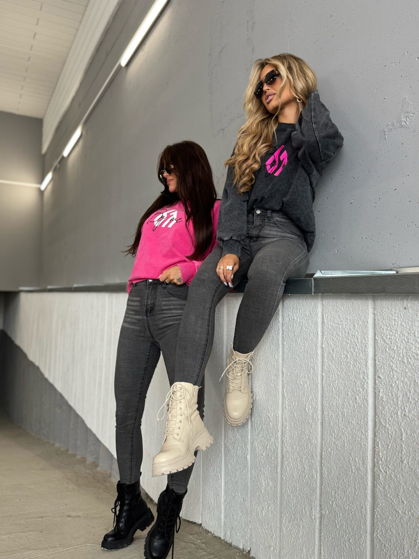 Sweatshirt MONETTE in vorgewaschenen Still pink