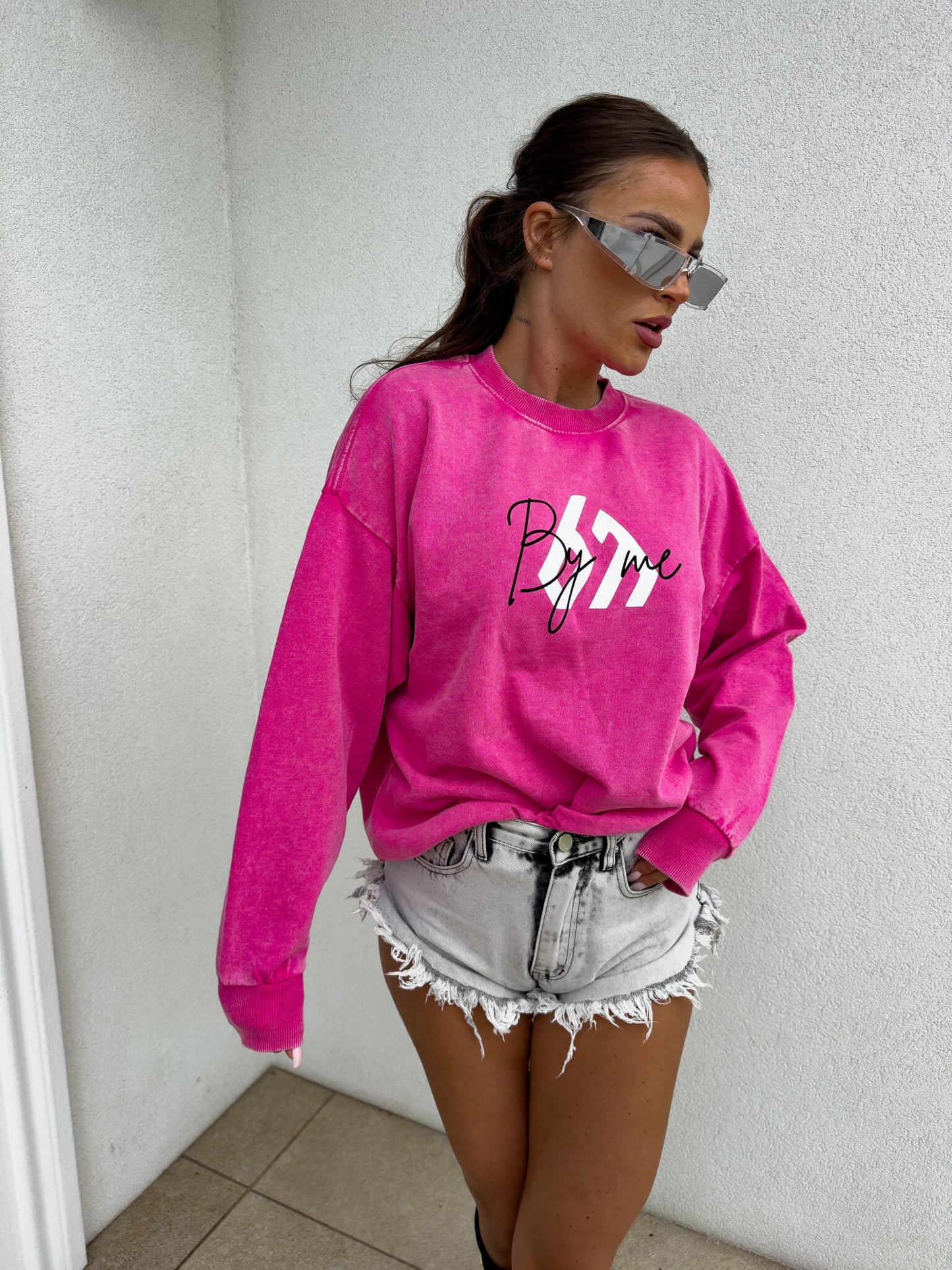 Sweatshirt MONETTE in vorgewaschenen Still pink