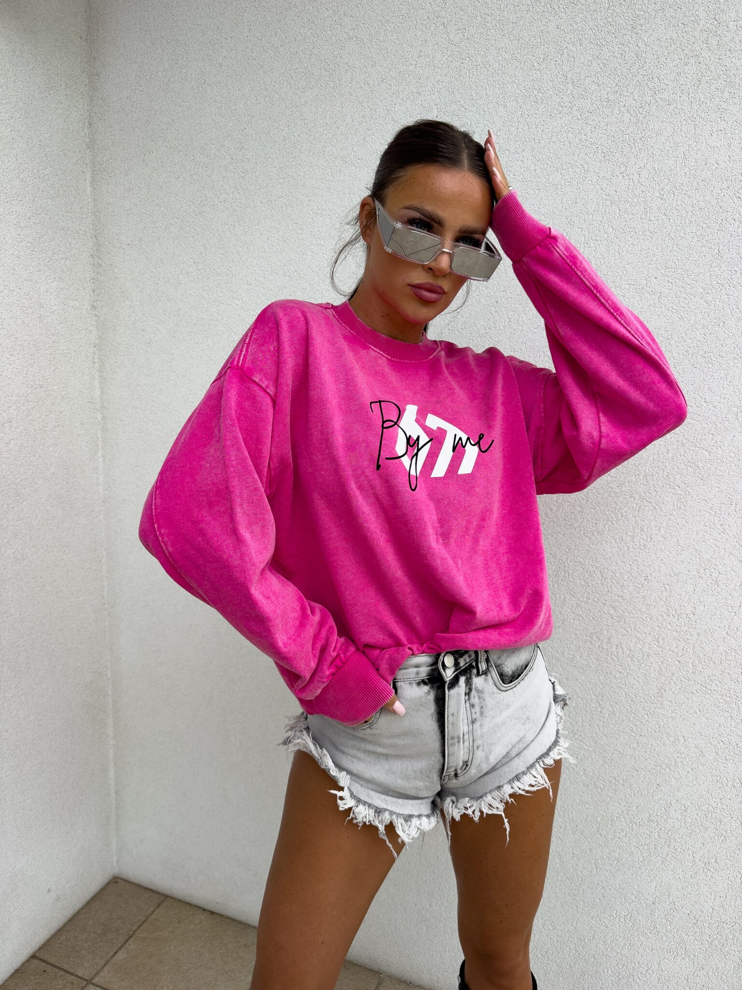 Sweatshirt MONETTE in vorgewaschenen Still pink