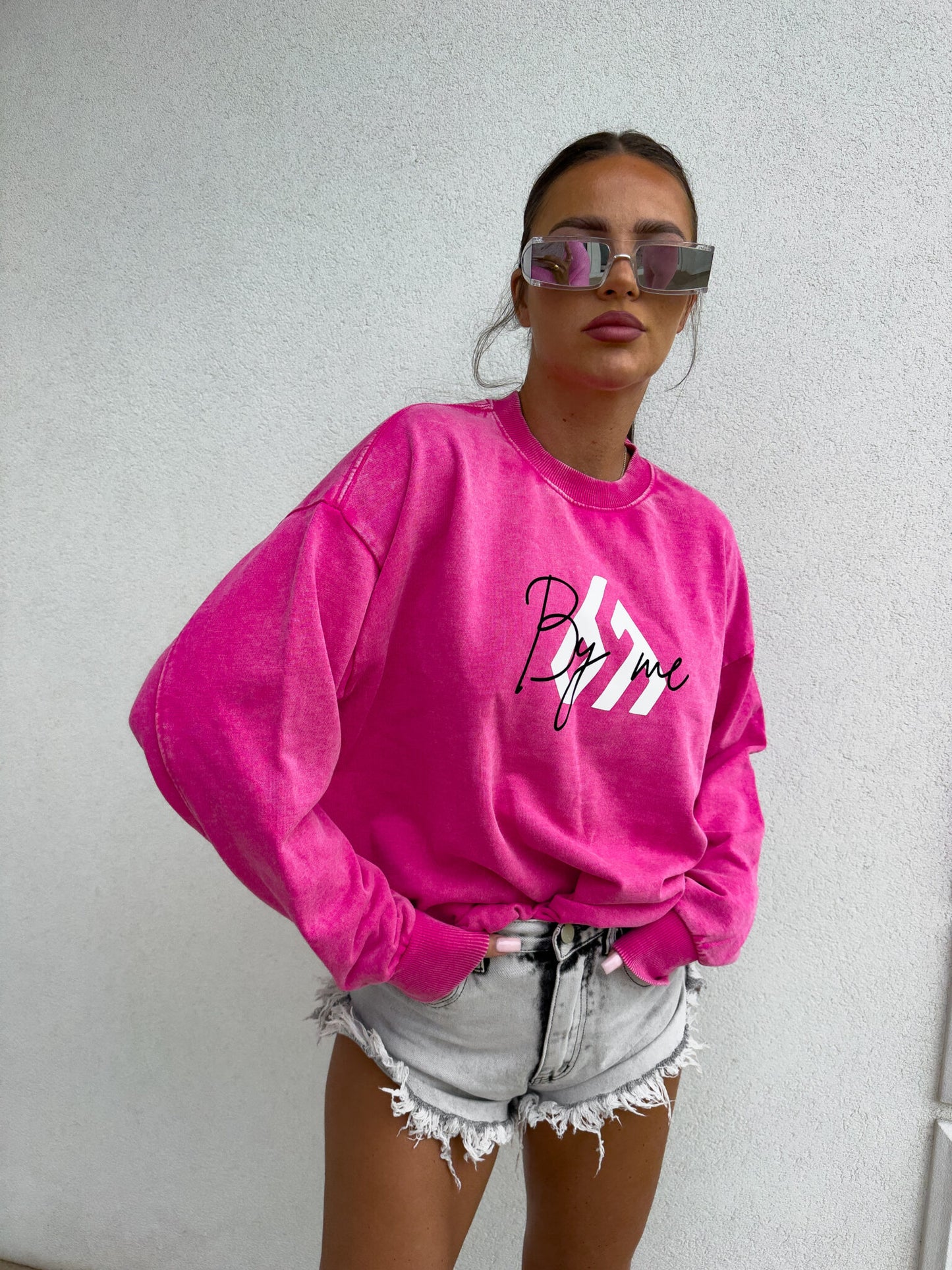 Sweatshirt MONETTE in vorgewaschenen Still pink