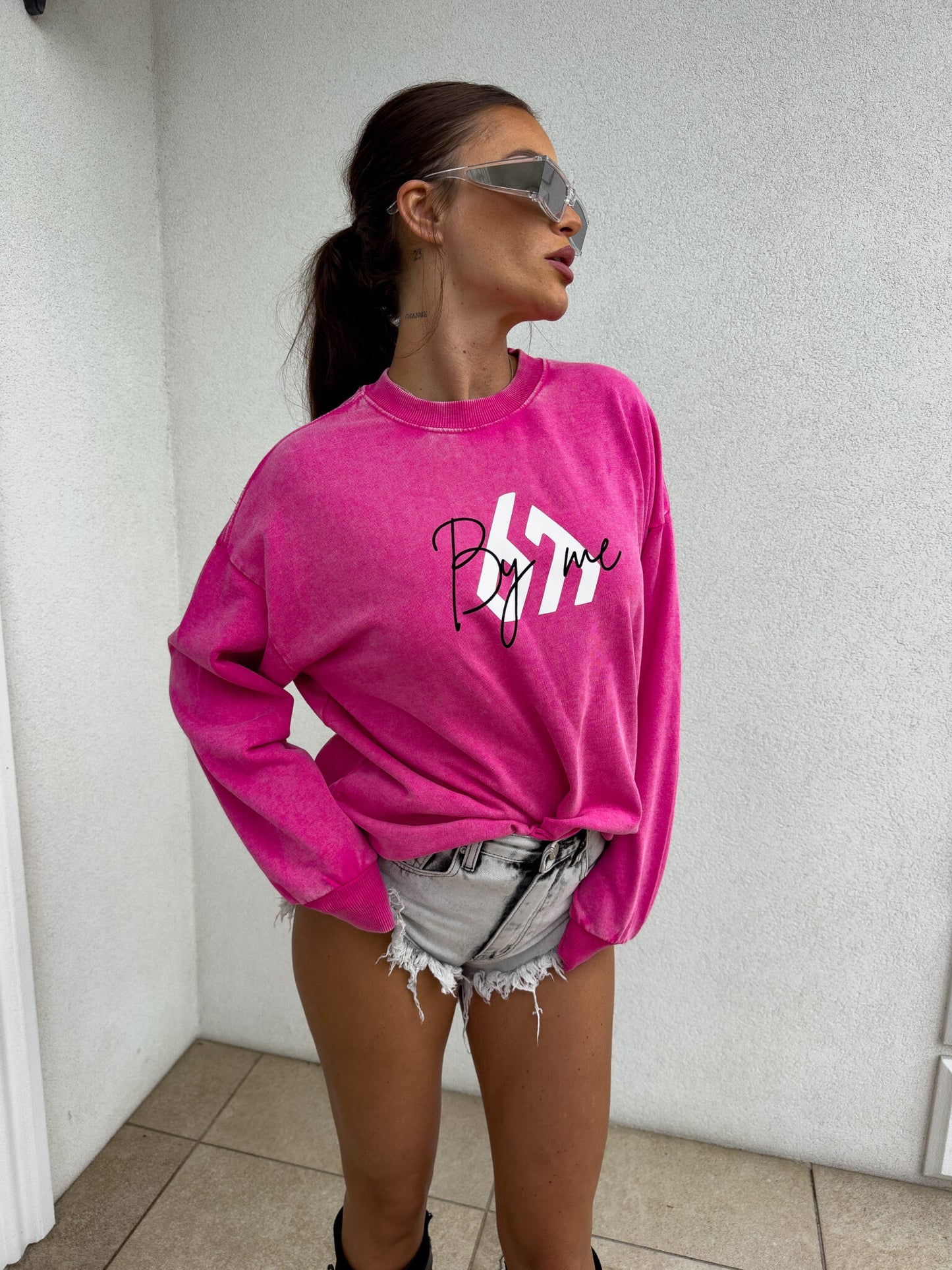 Sweatshirt MONETTE in vorgewaschenen Still pink