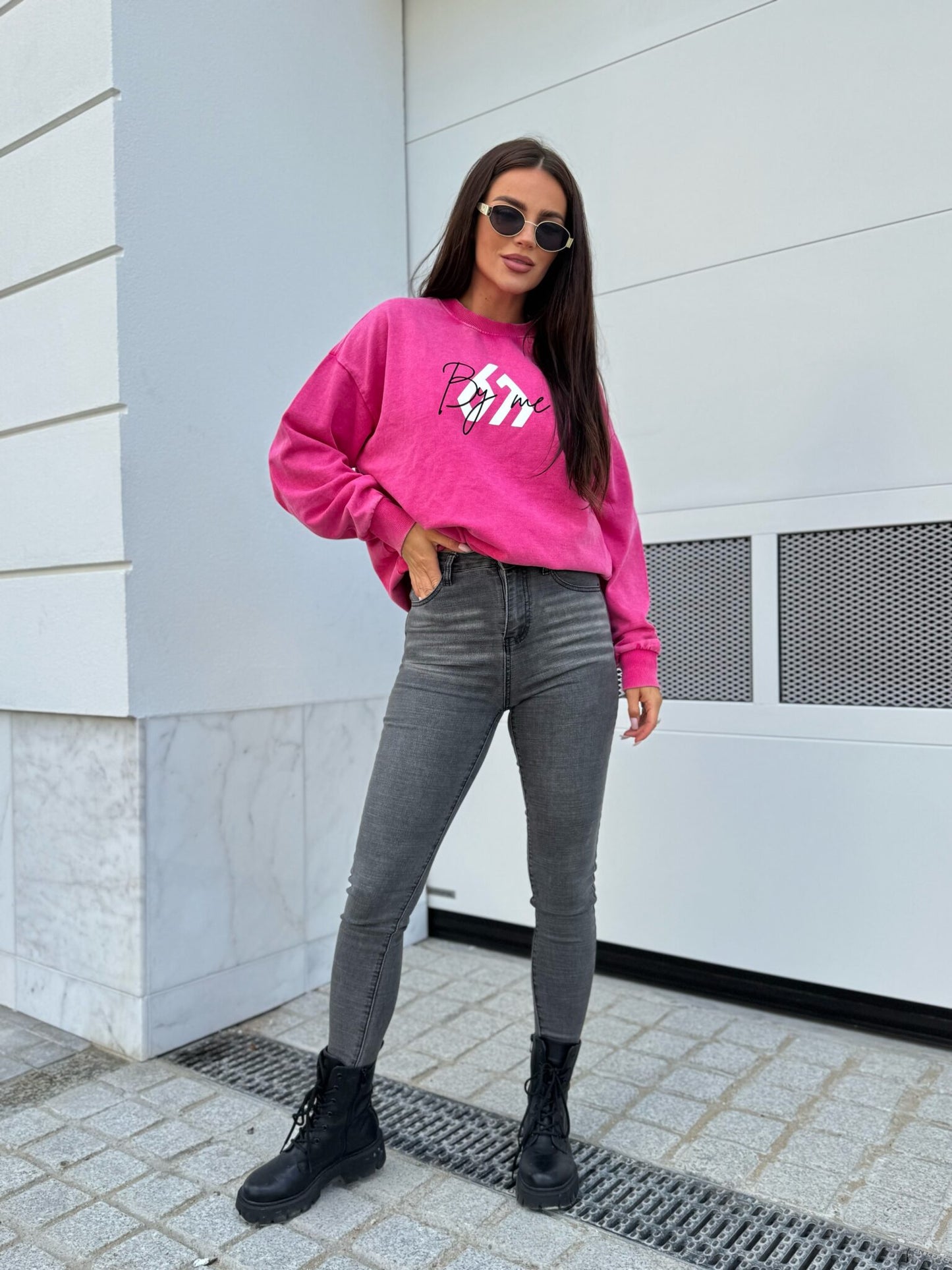 Sweatshirt MONETTE in vorgewaschenen Still pink