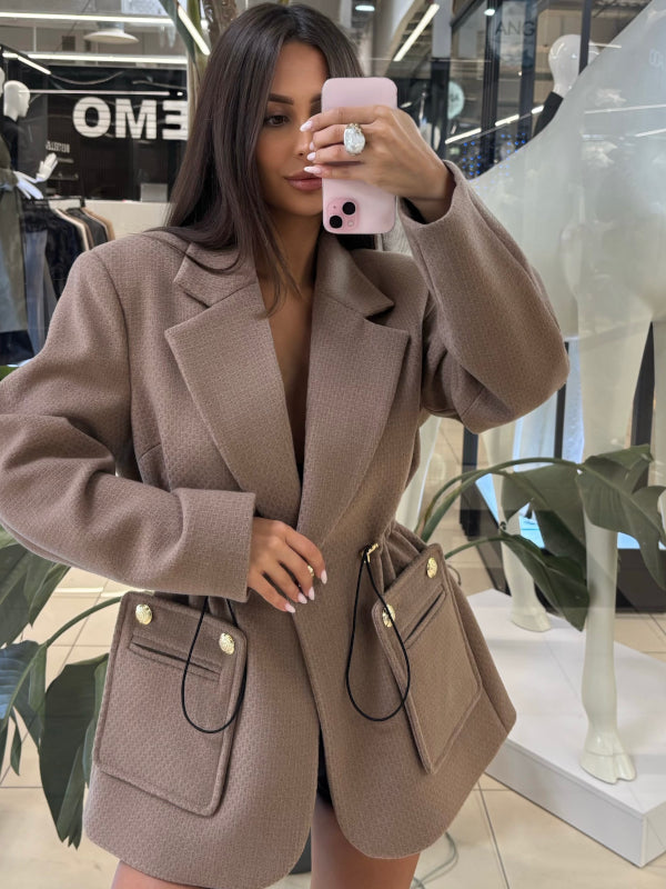 Blazer Mantel Tailliert Cappuccino