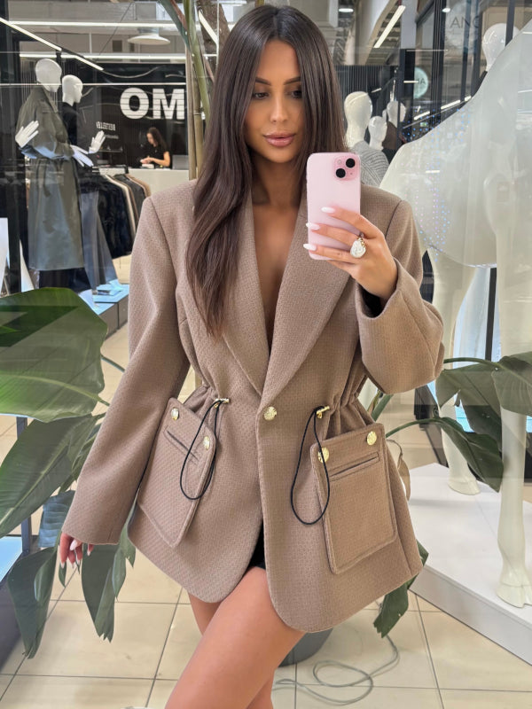 Blazer Mantel Tailliert Cappuccino