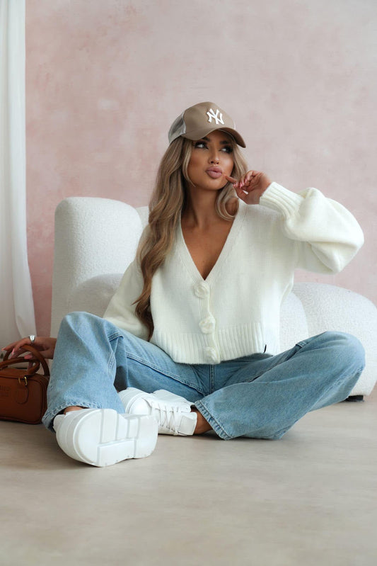 Oversized-Strickcardigan mit einzigartigen Knöpfen – Lässig & Elegant