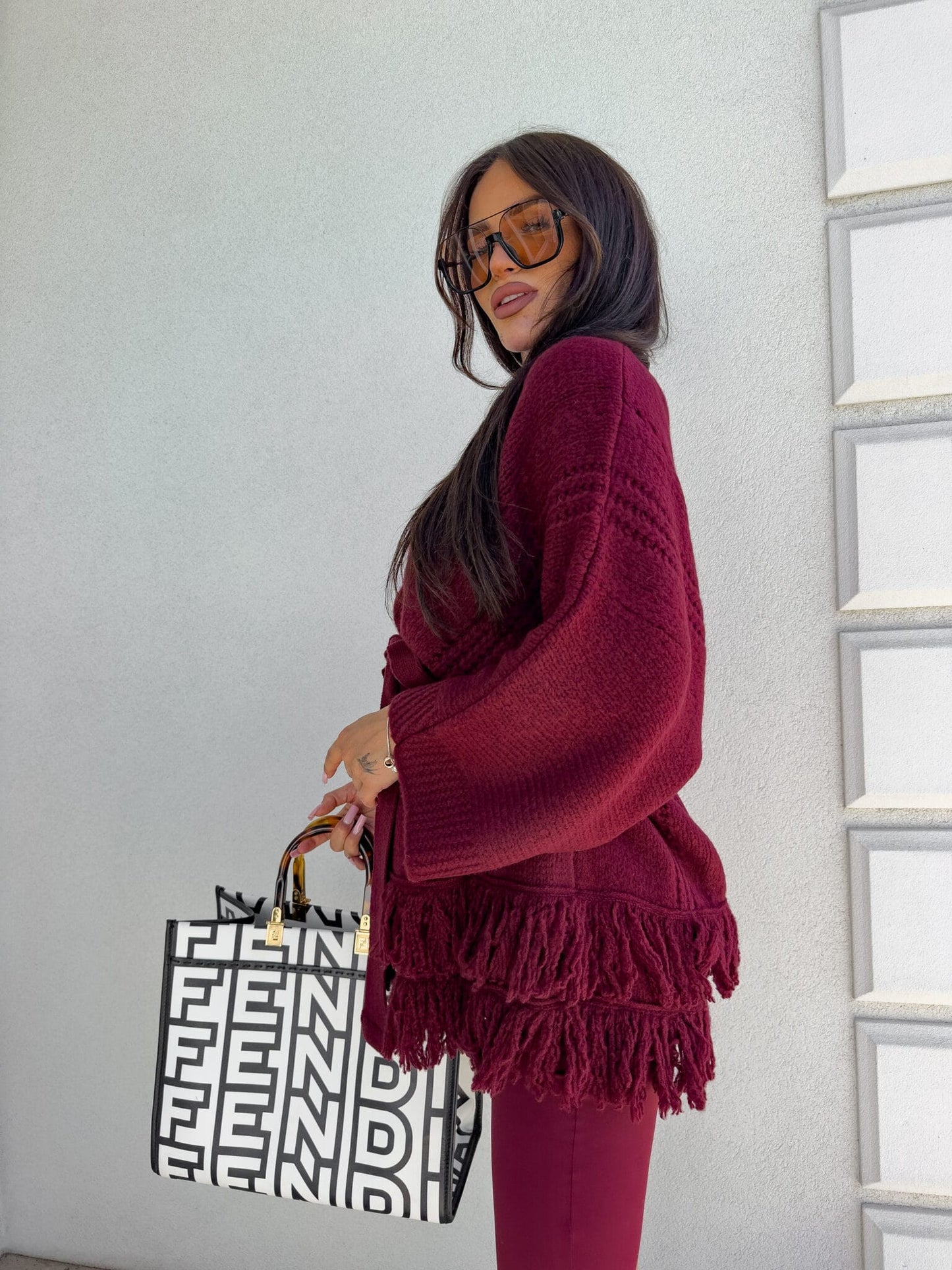 Strickjacke ORIANA - Bordeaux