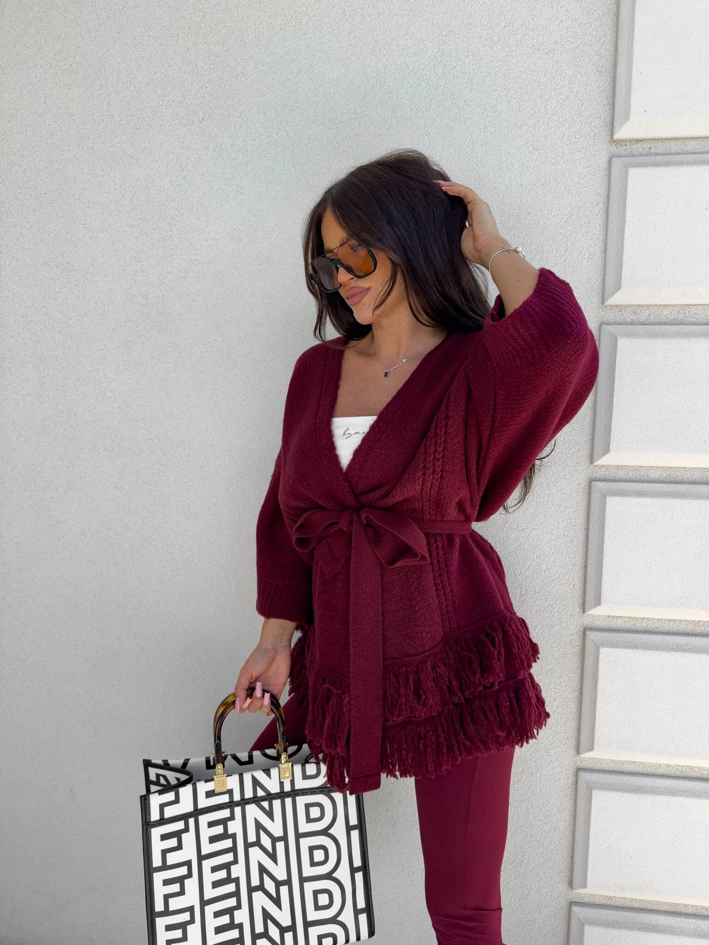 Strickjacke ORIANA - Bordeaux