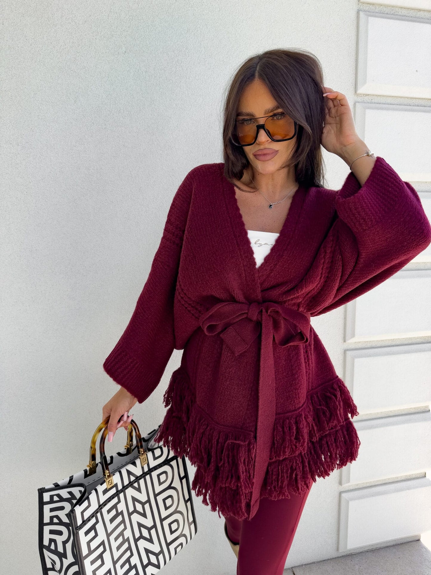 Strickjacke ORIANA - Bordeaux