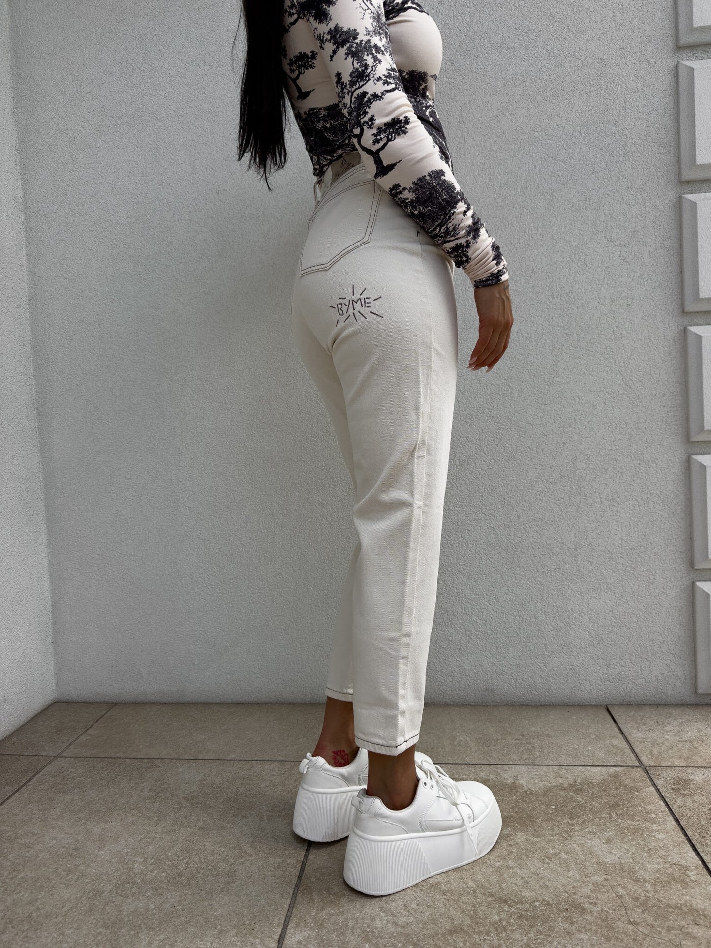 Jeans MOM FIT BLESS – beige