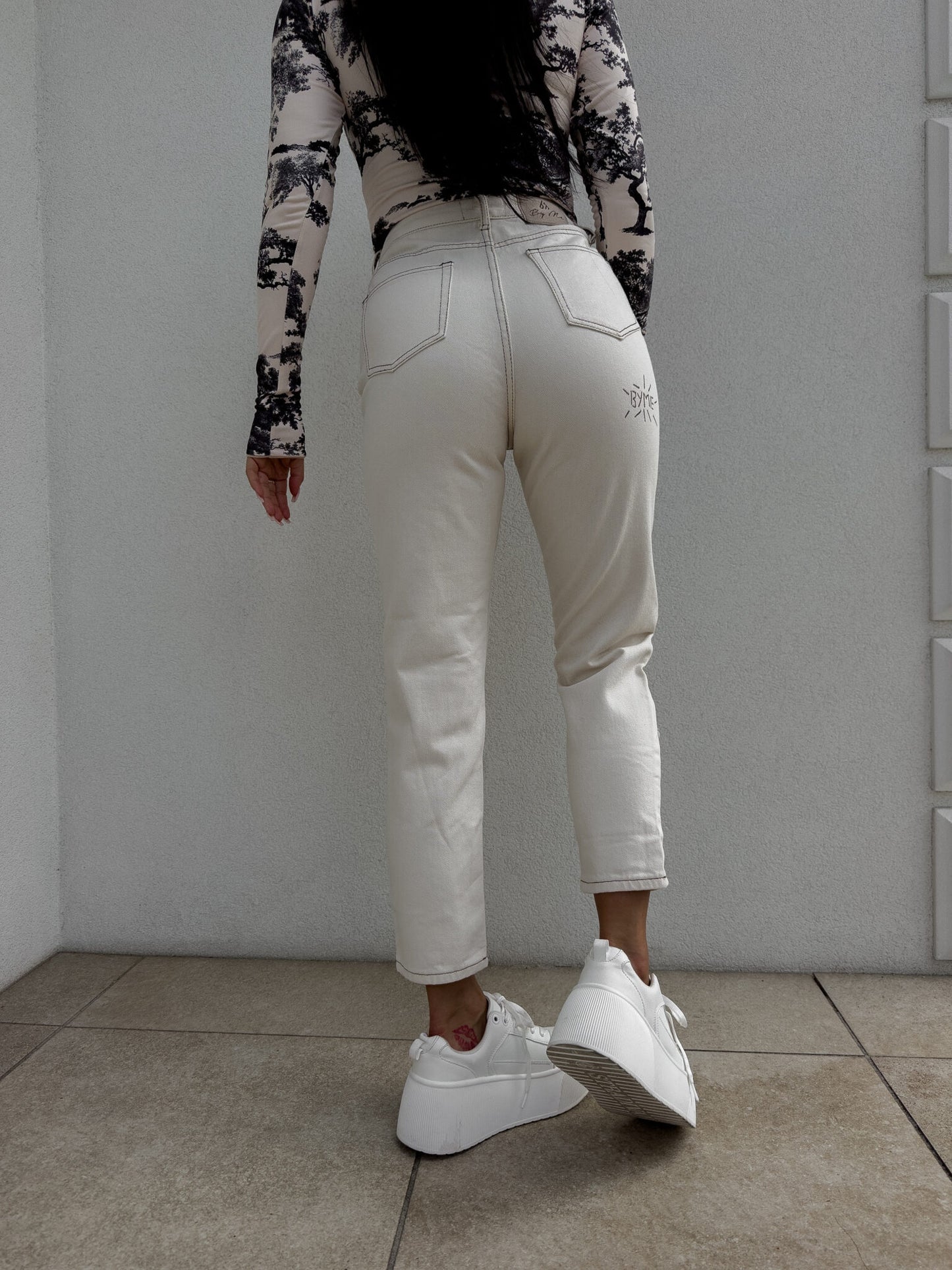 Jeans MOM FIT BLESS – beige