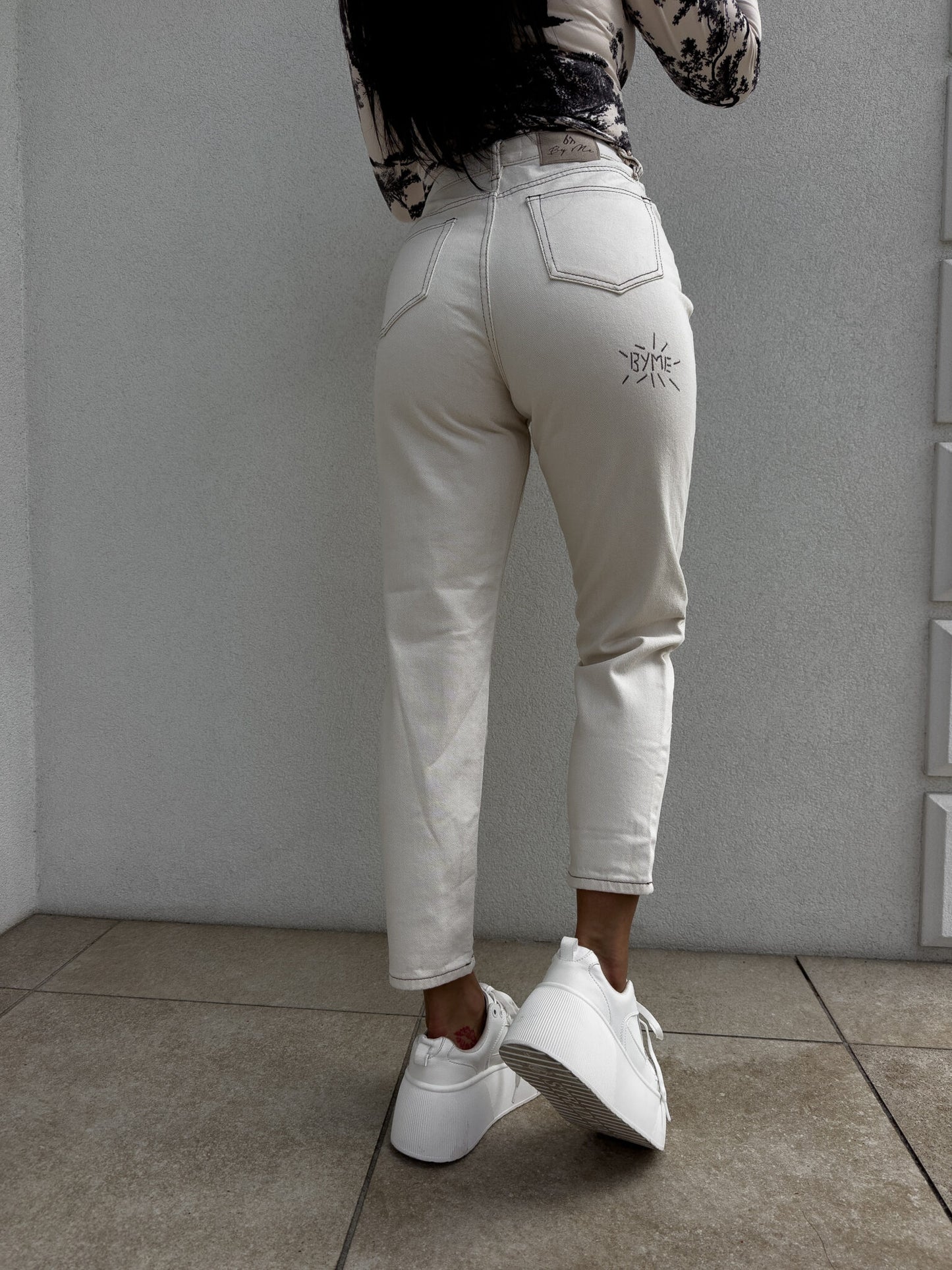 Jeans MOM FIT BLESS – beige