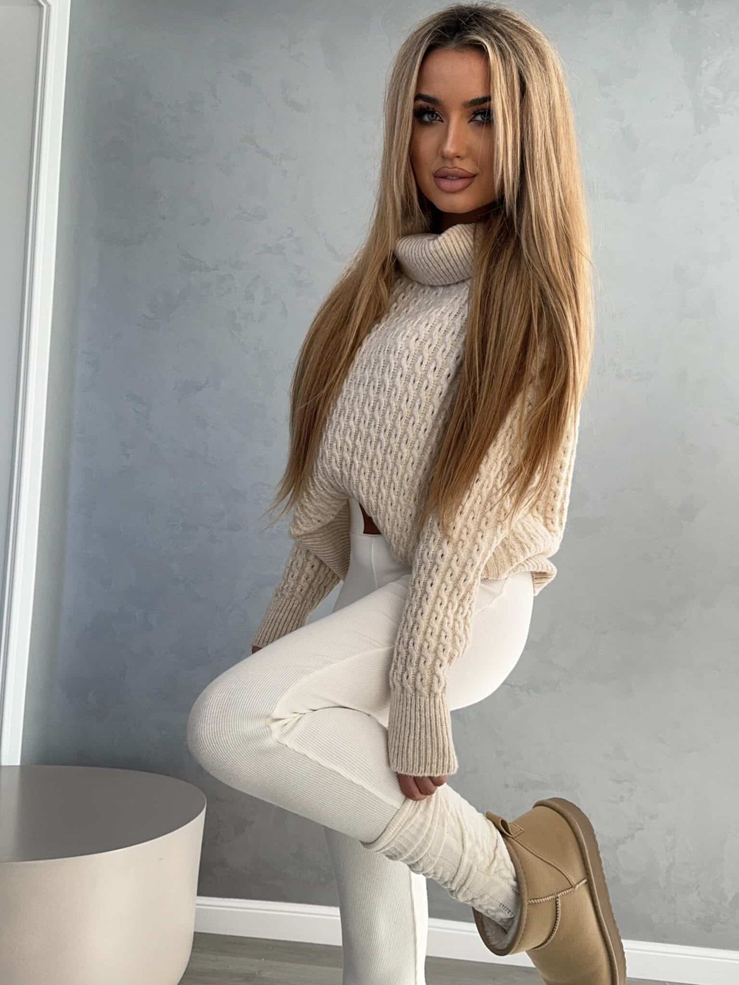Rollkragenpullover INKO - Hellbeige