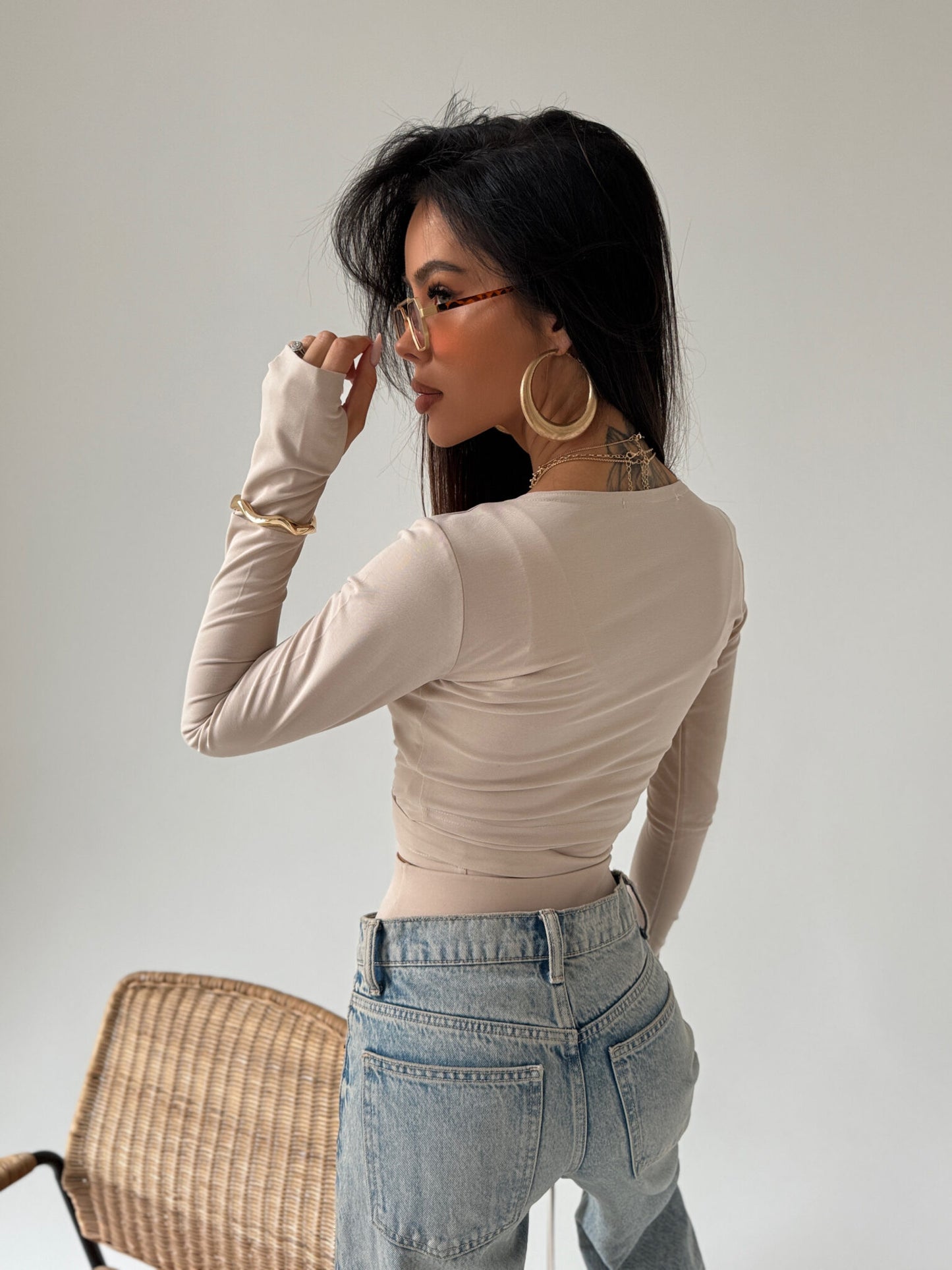 Damenbluse Play La Manuel Limited Beige