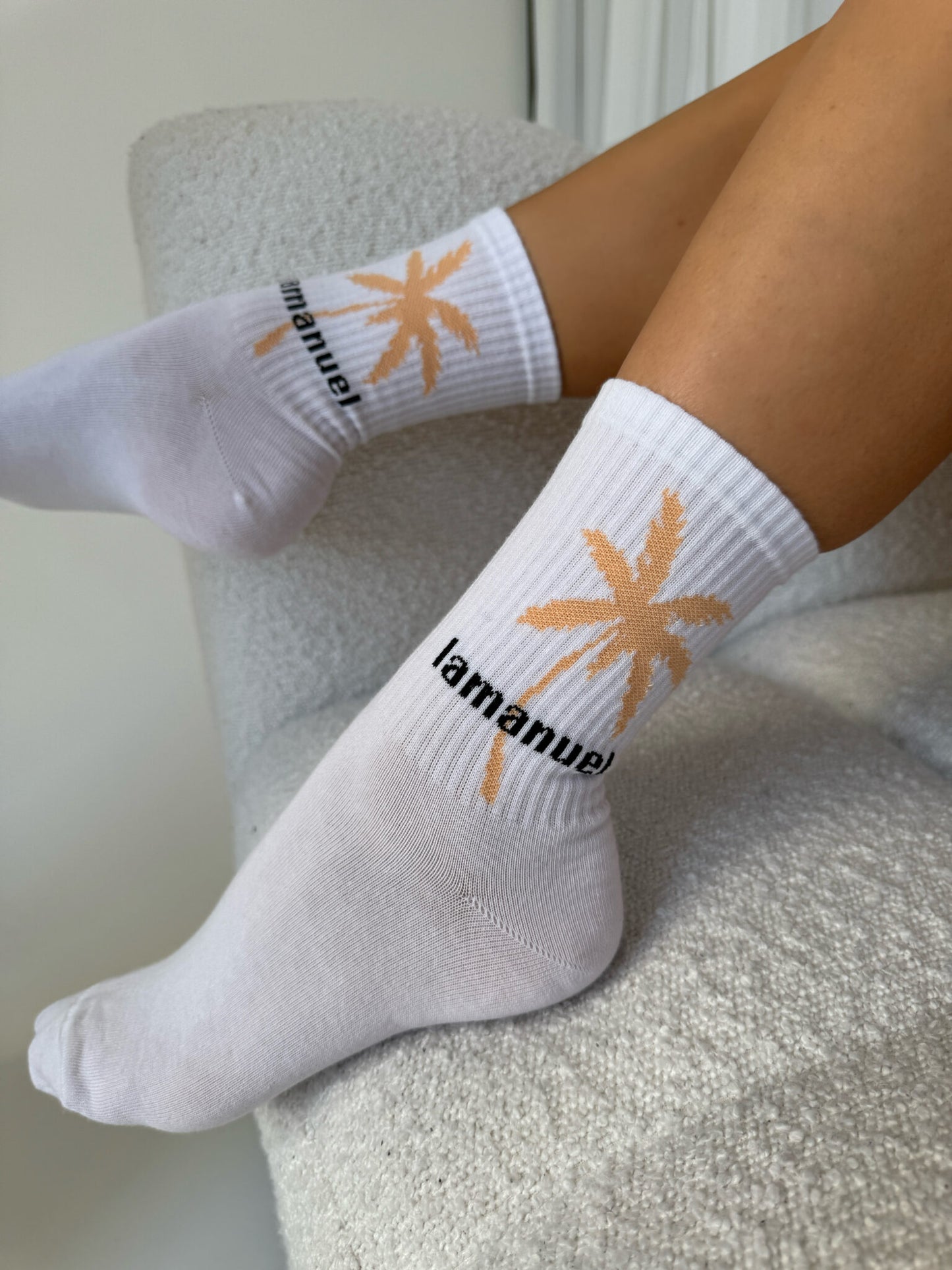 Socken Malibu La Manuel weiß/ aprikosenfarbe