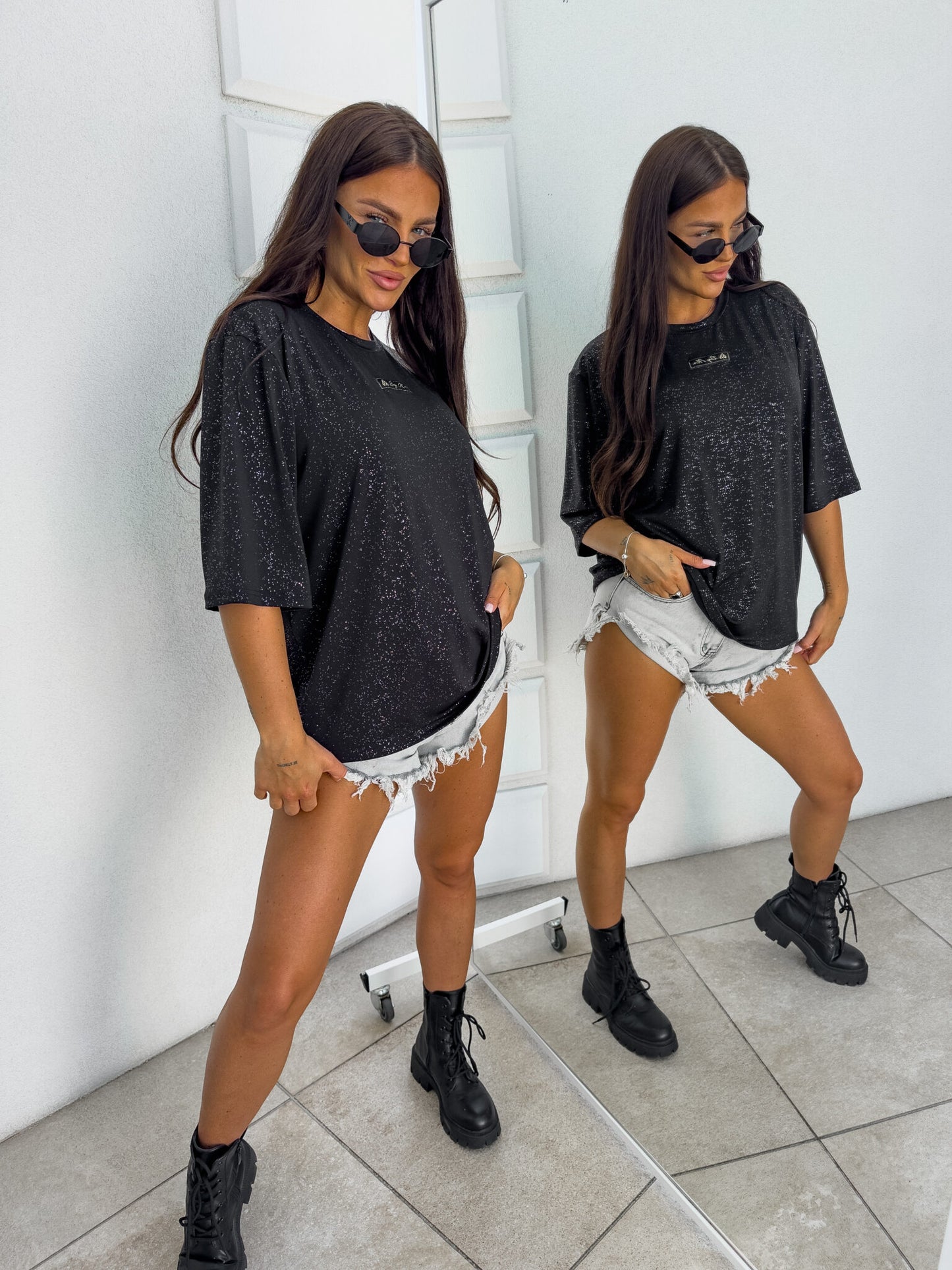 Damenbluse MARMARIS II Glitzer - schwarz