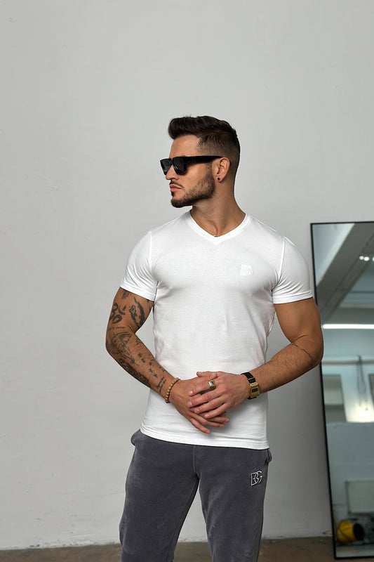 T-SHIRT HERREN BG V-NECK | WEIẞ