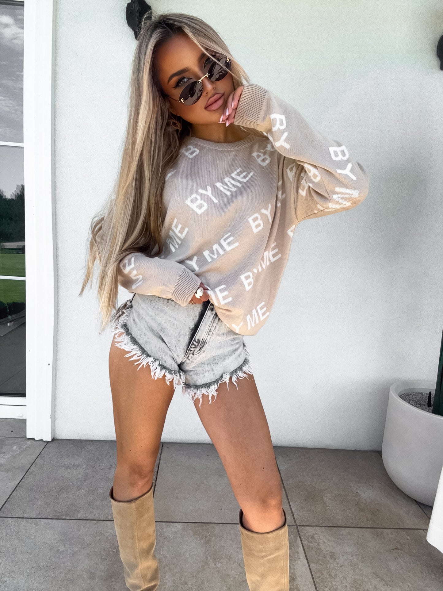 Pullover LETTERS – beige- ecru