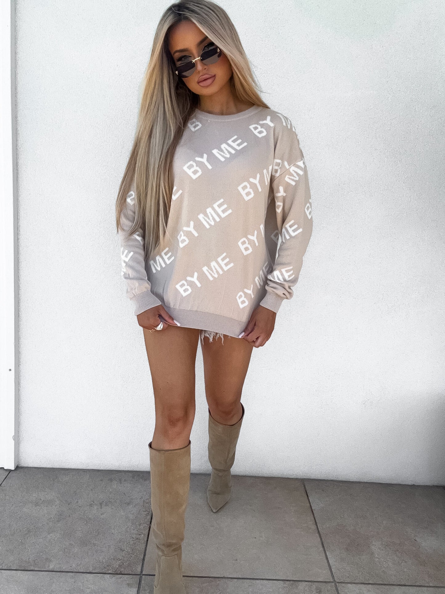 Pullover LETTERS – beige- ecru