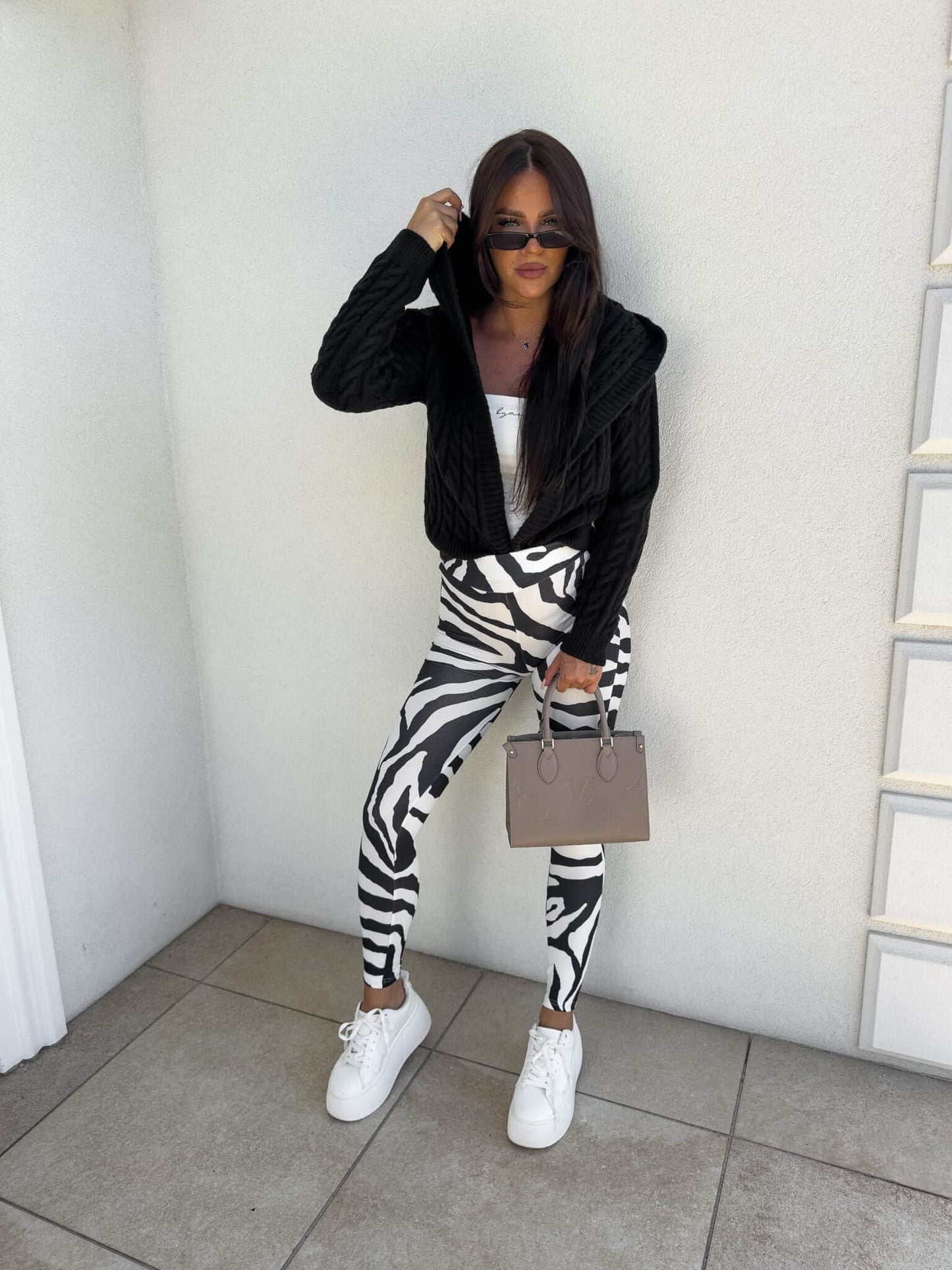 Leggings GYM print zebra – weiß- schwarz