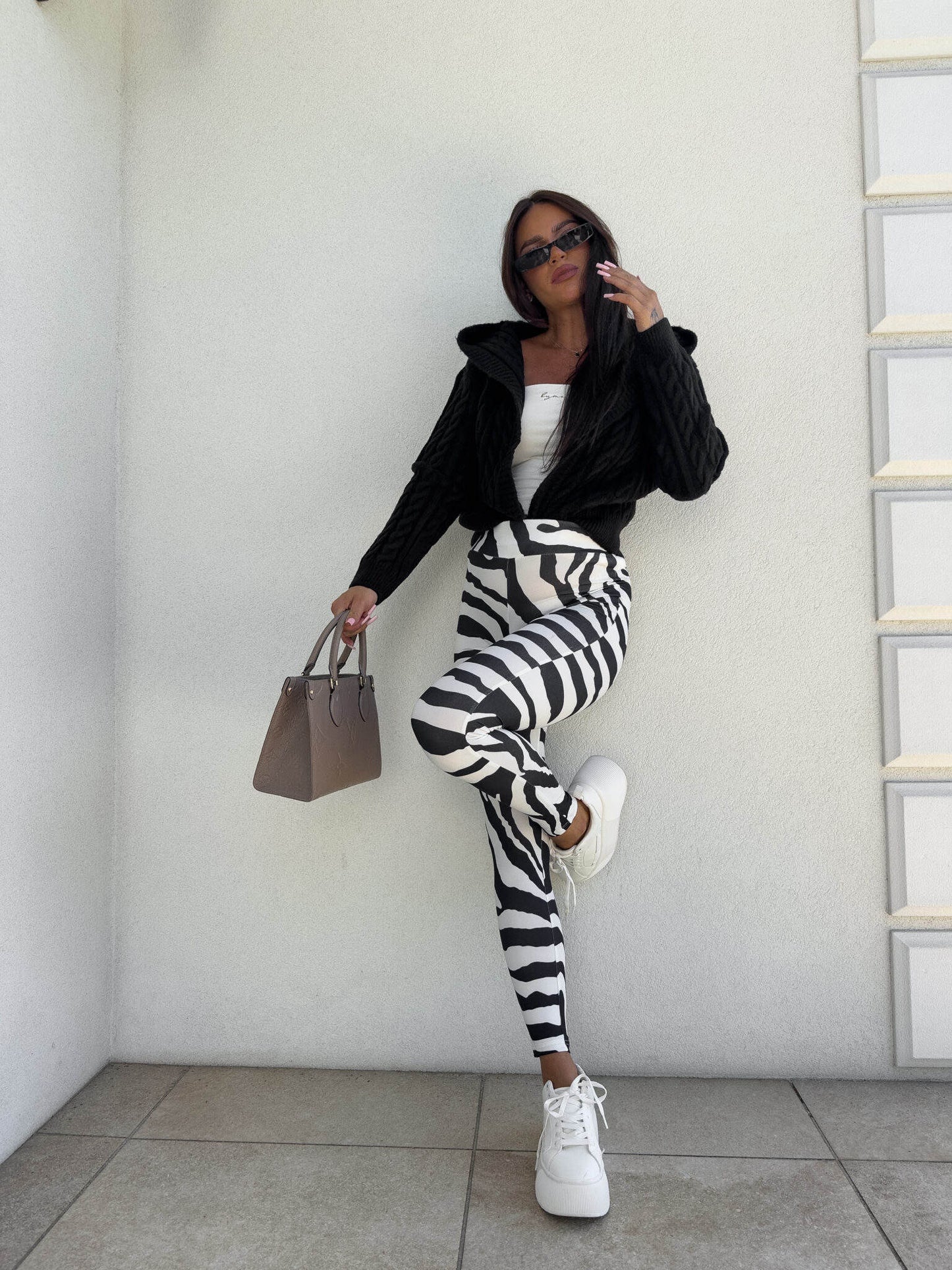 Leggings GYM print zebra – weiß- schwarz