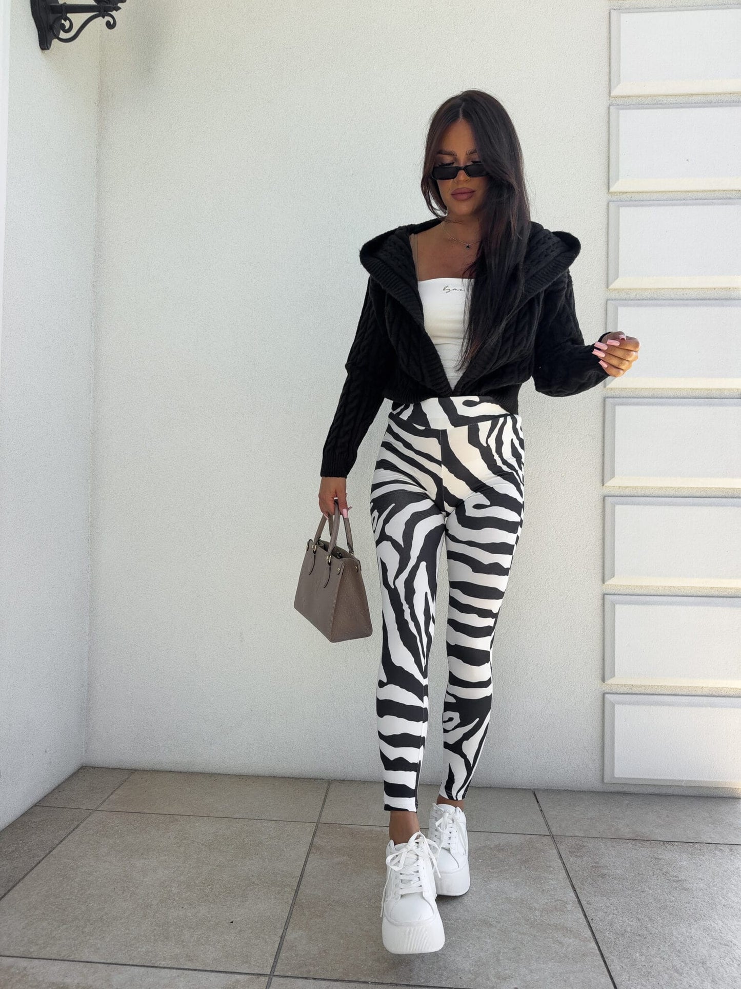 Leggings GYM print zebra – weiß- schwarz