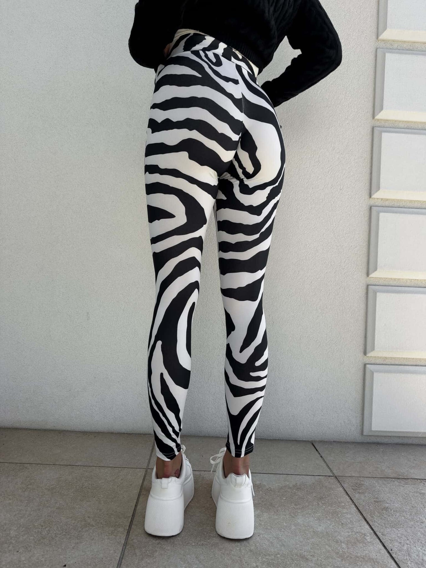 Leggings GYM print zebra – weiß- schwarz