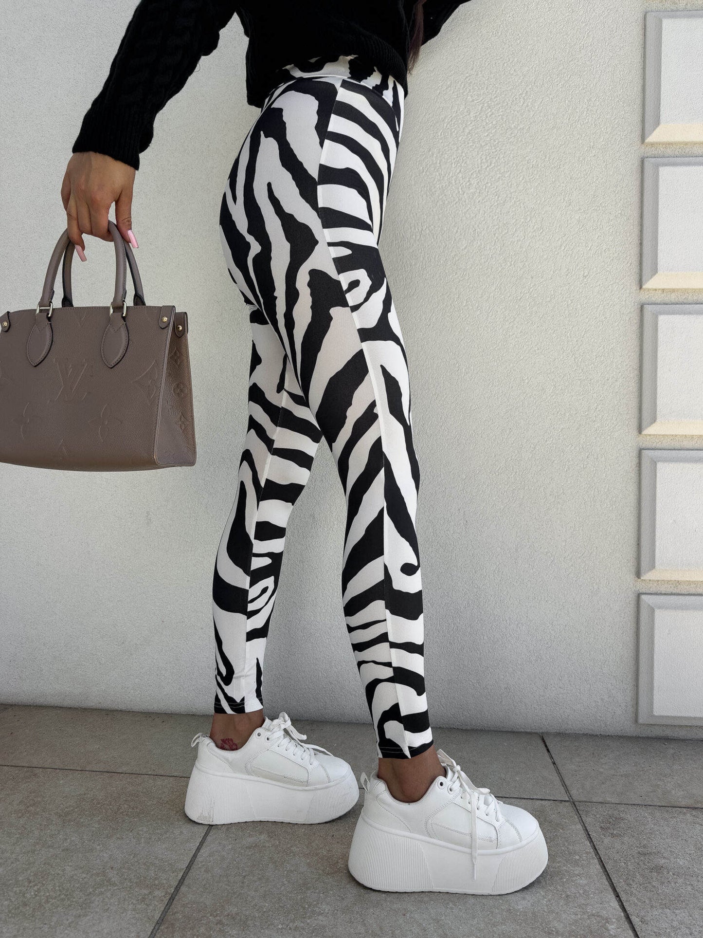 Leggings GYM print zebra – weiß- schwarz